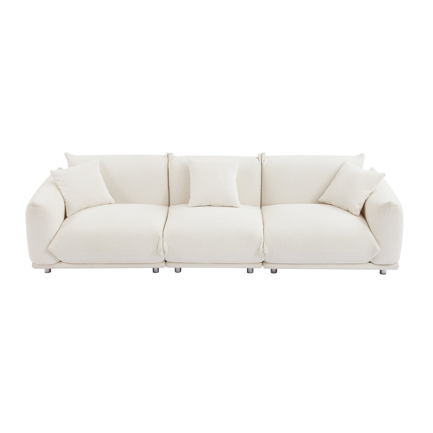 White Modern 111 Oversized 3-seater Sofa with Metal Legs and Solid Wood Frame for Living Room