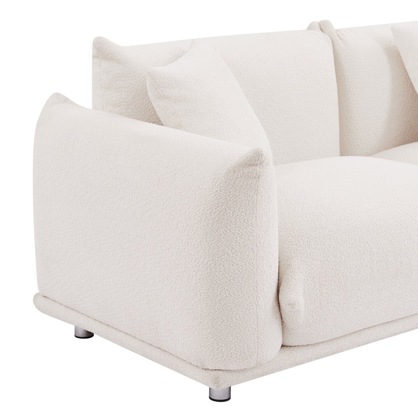 White Modern 111 Oversized 3-seater Sofa with Metal Legs and Solid Wood Frame for Living Room
