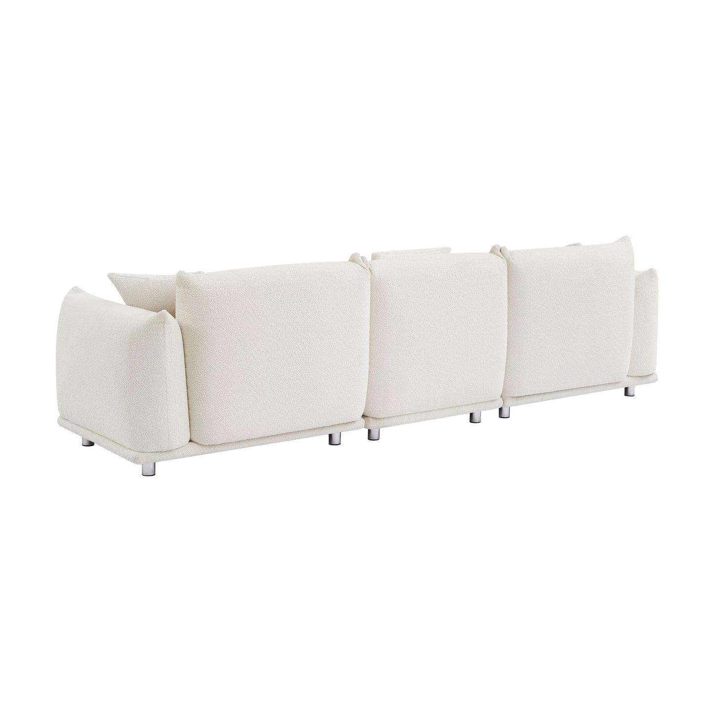 White Modern 111 Oversized 3-seater Sofa with Metal Legs and Solid Wood Frame for Living Room