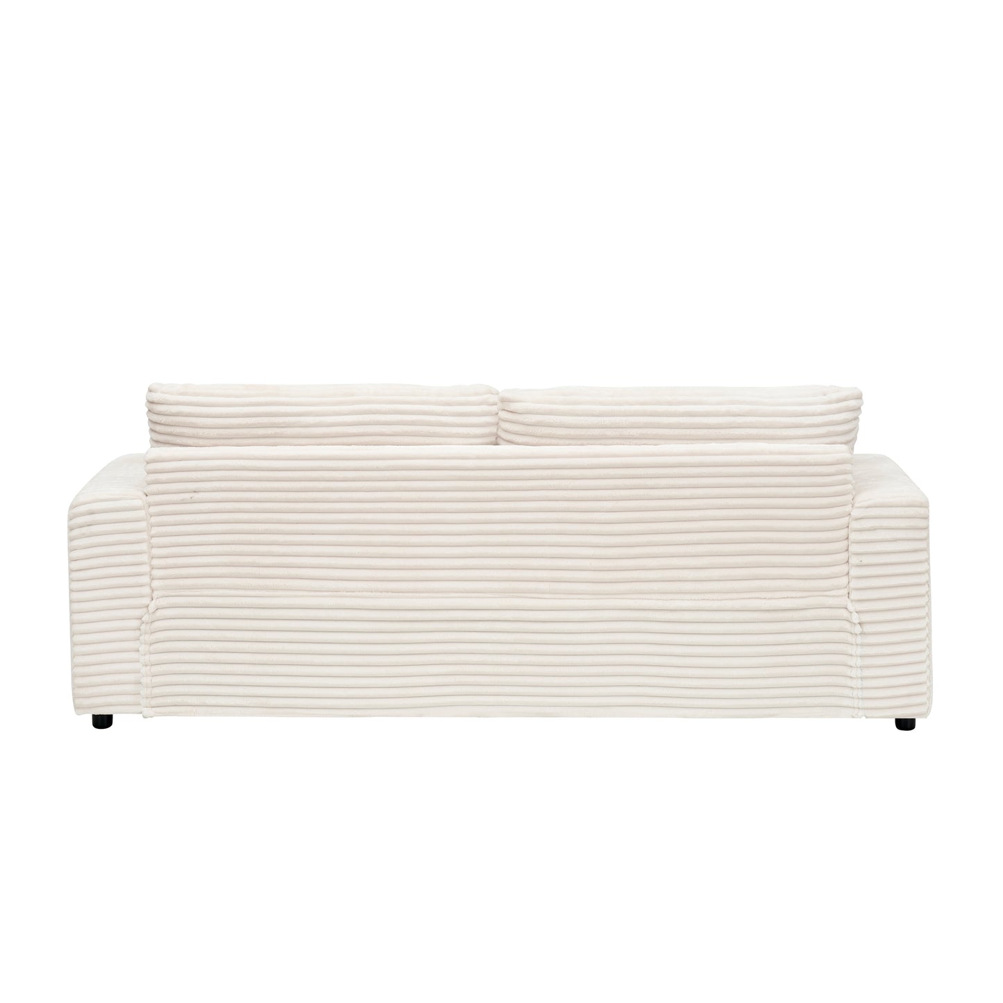 White Modern 79.3 Corduroy 3-seater Sofa with 4 Matching Toss Pillows and Individual Spring Cushion for Living Room