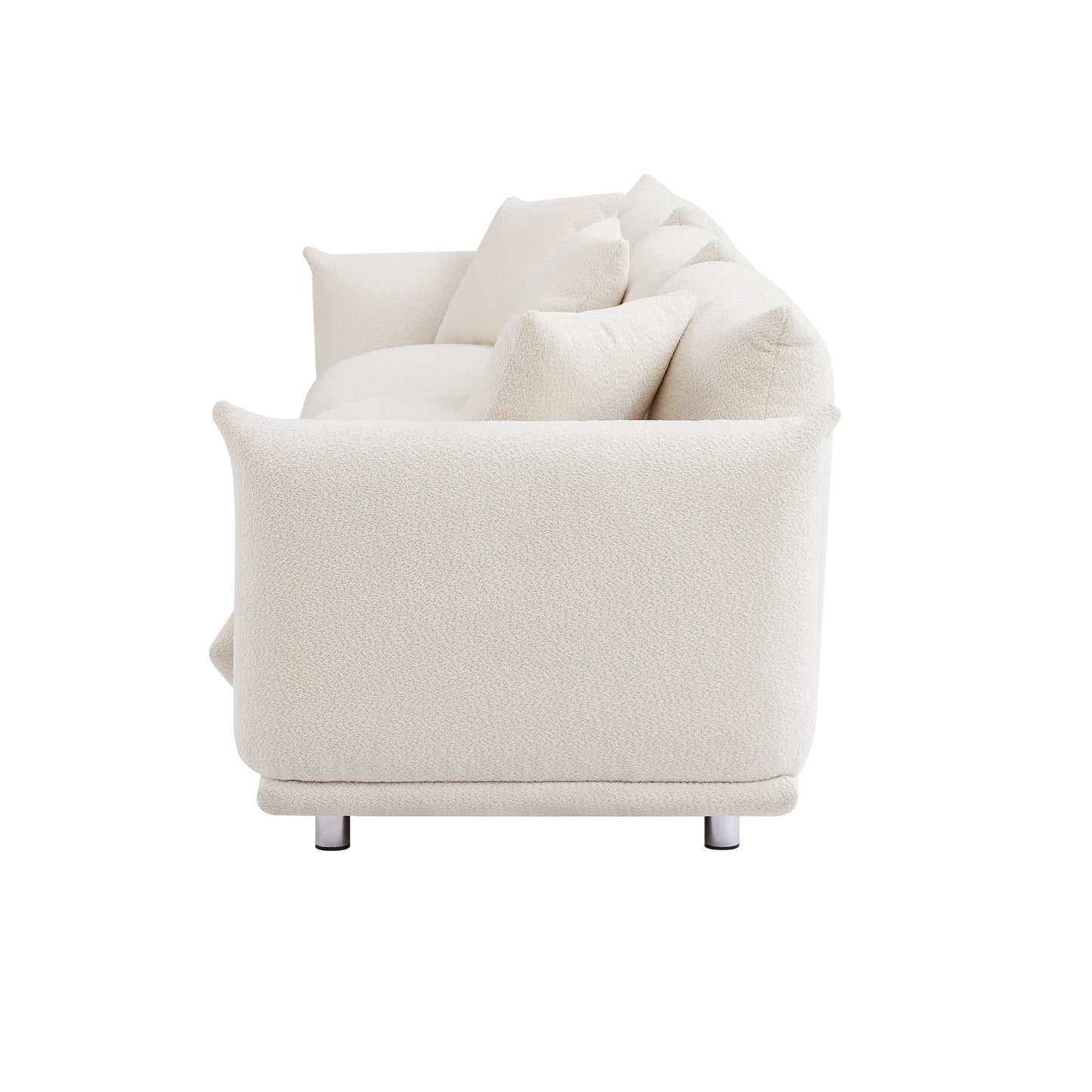White Oversized 3-seater Sofa with Metal Legs