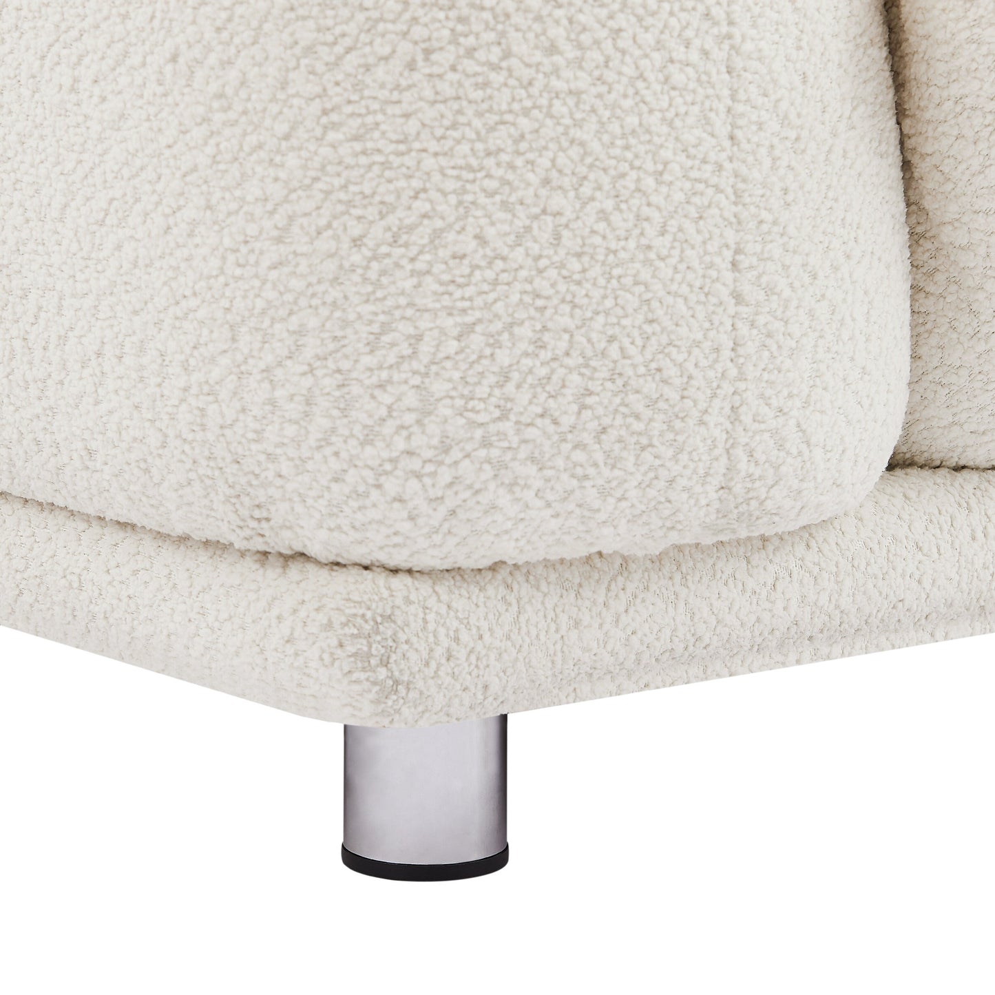 White Oversized 3-seater Sofa with Metal Legs