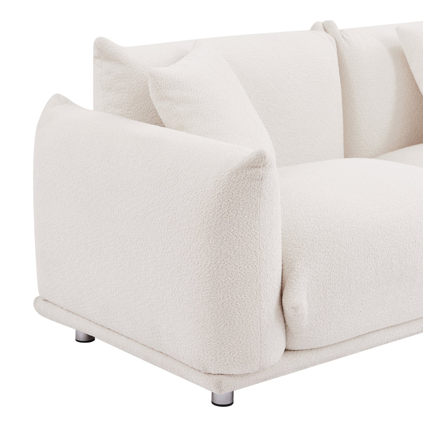 White Oversized 3-seater Sofa with Metal Legs
