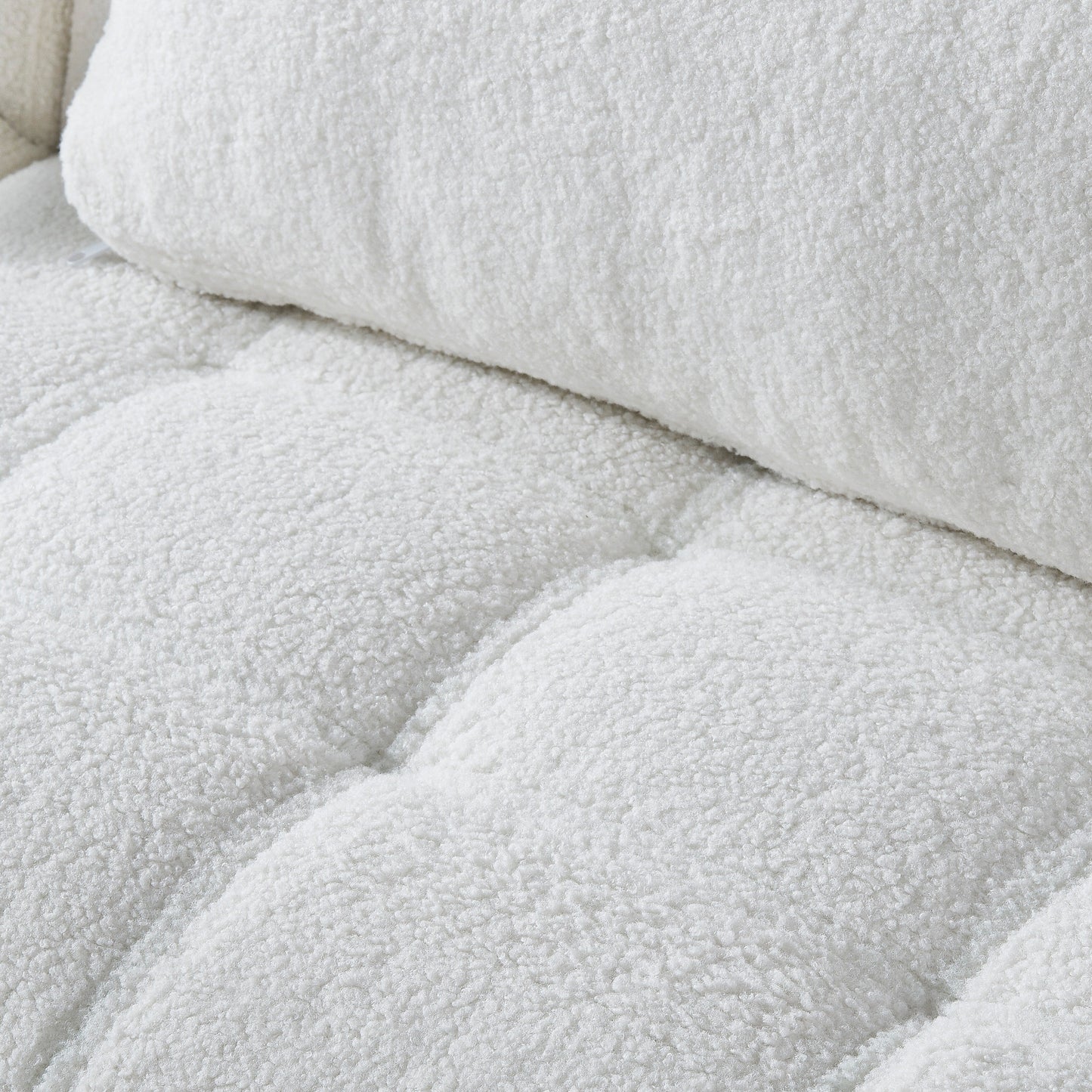 White Teddy Chenille Single Modular Sofa Bed with Solid Wood Frame for Living Room