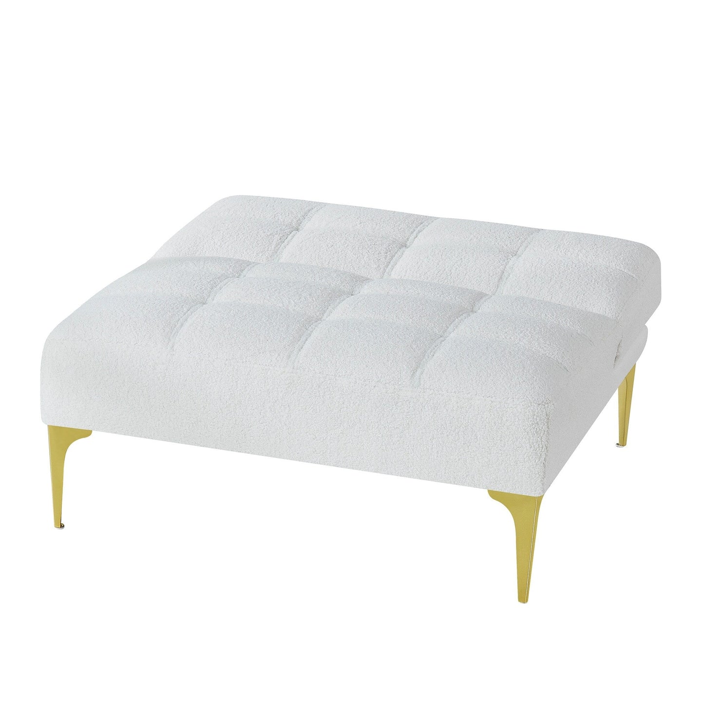 White Teddy Chenille Single Modular Sofa Bed with Solid Wood Frame for Living Room