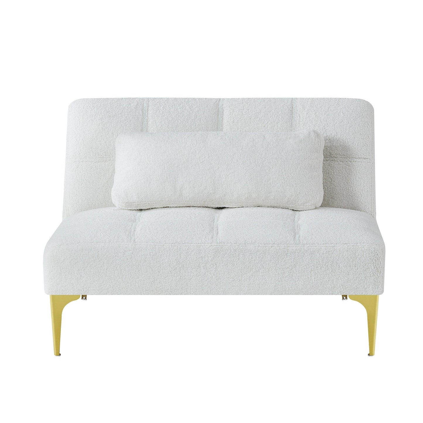 White Teddy Chenille Single Modular Sofa Bed with Solid Wood Frame for Living Room
