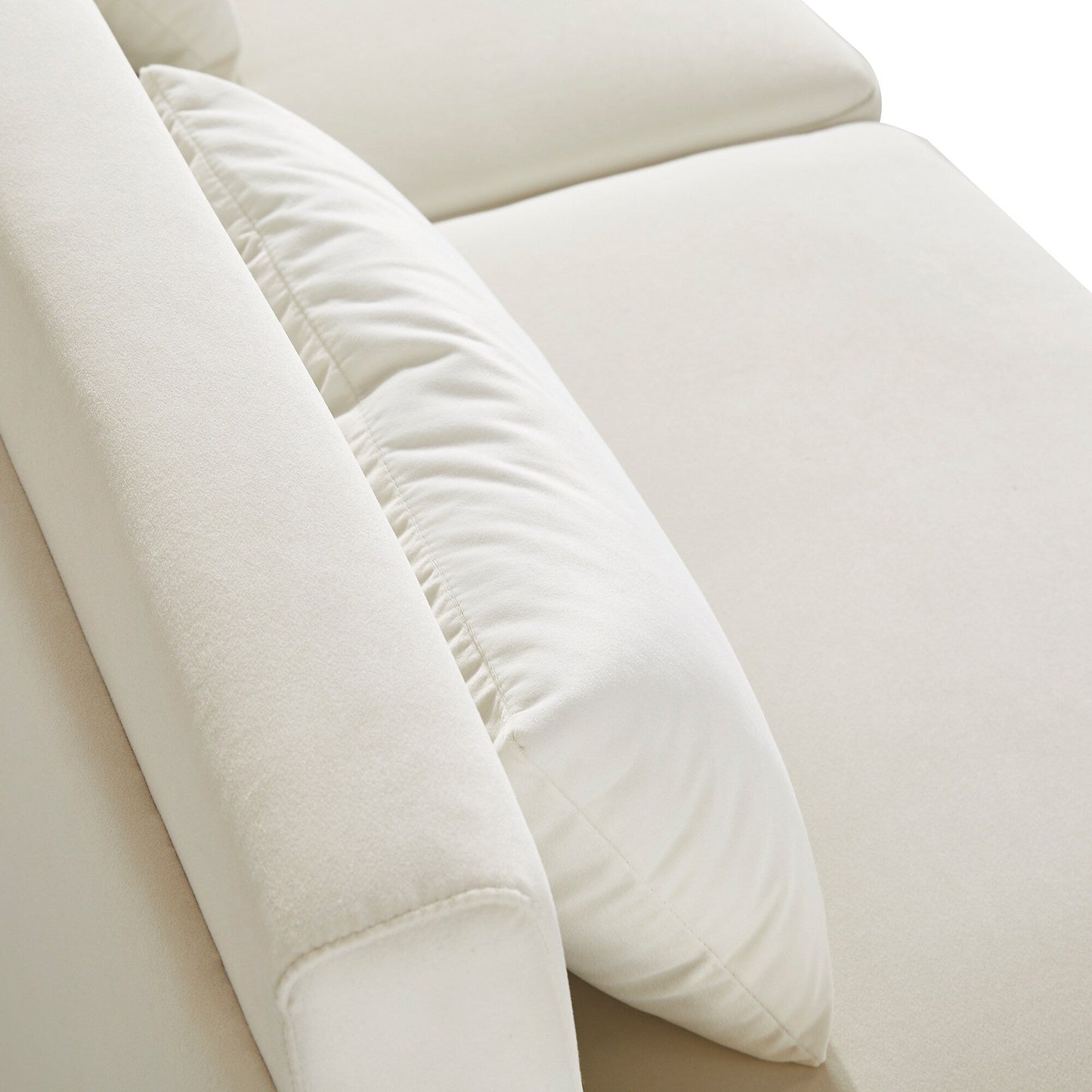 White Velvet Upholstered Loveseat Sofa with Gold Legs