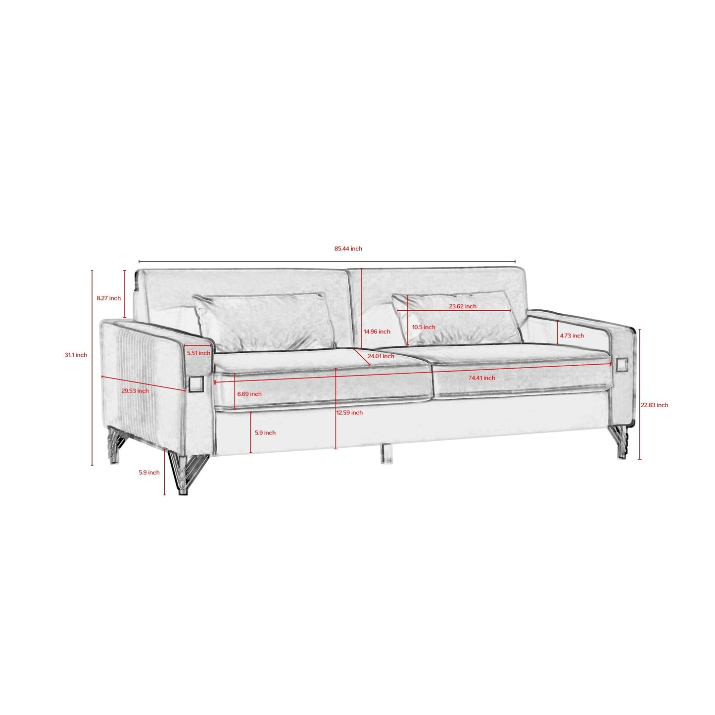 White Velvet Upholstered Loveseat Sofa with Gold Legs
