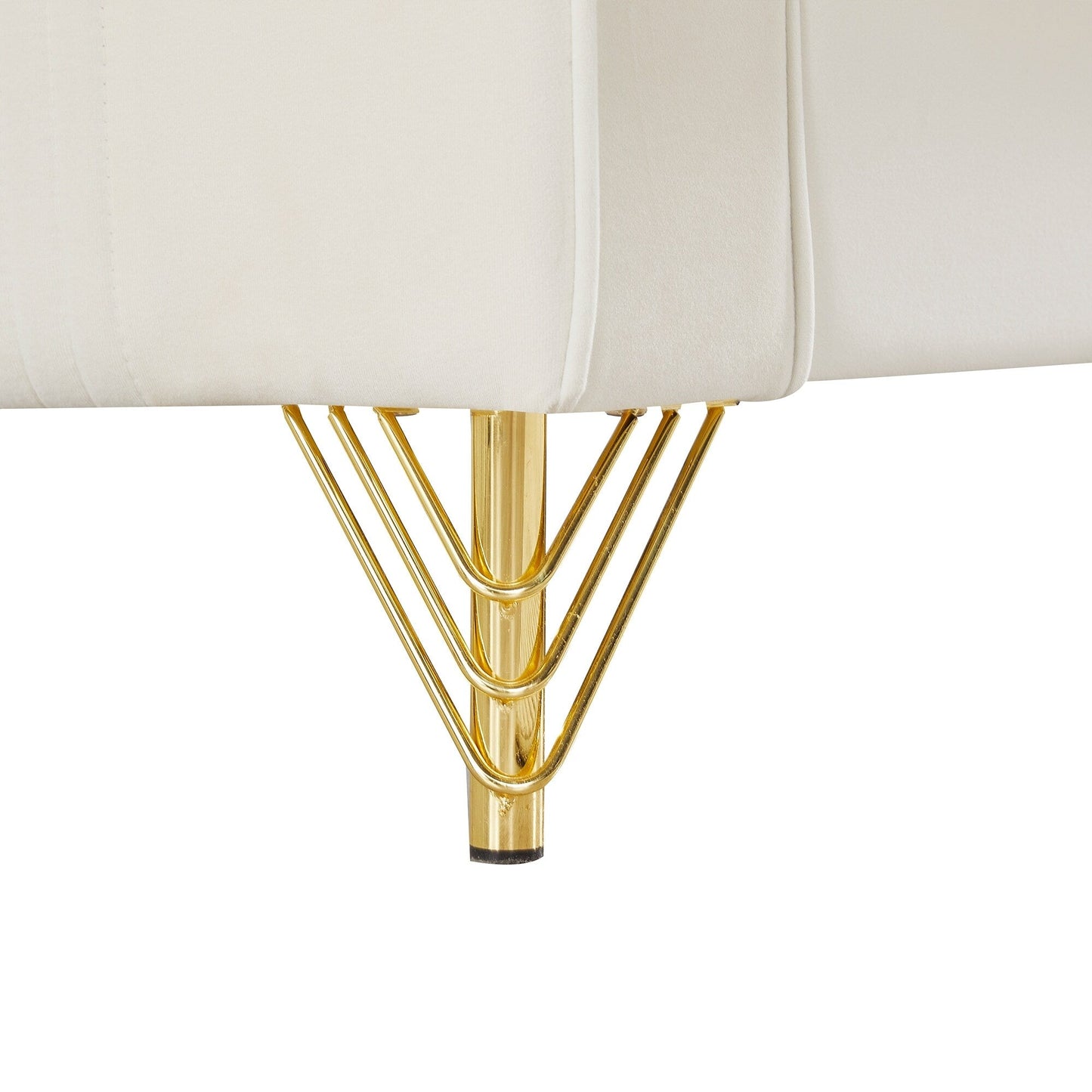 White Velvet Upholstered Loveseat Sofa with Gold Legs