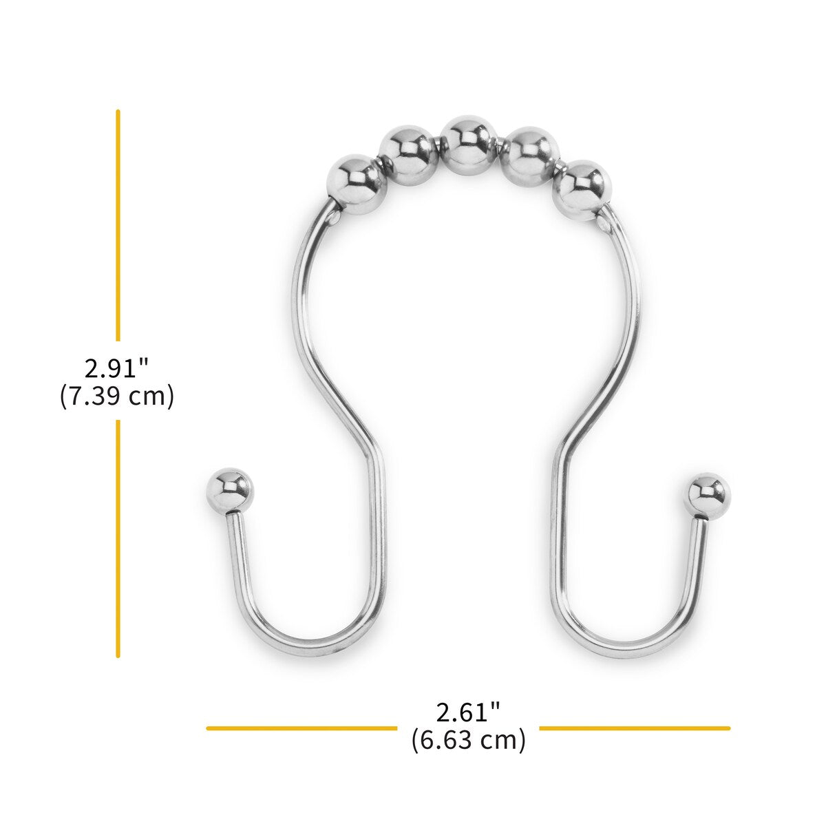 Whitmor Rostfreier Edelstahl Doppelseitige Duschhaken, 12er-Set, Silber