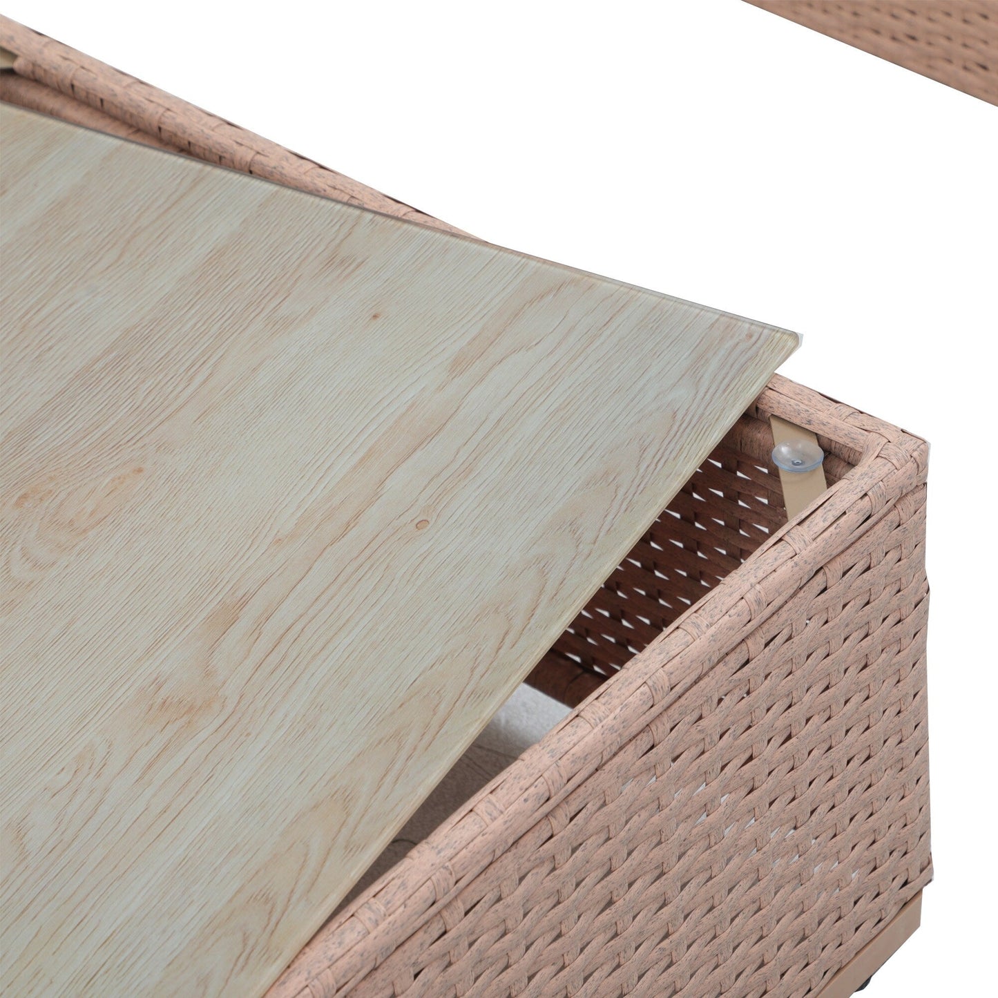 7-teiliges gepolstertes Outdoor-Sofa-Set aus Korbgeflecht/Stahl