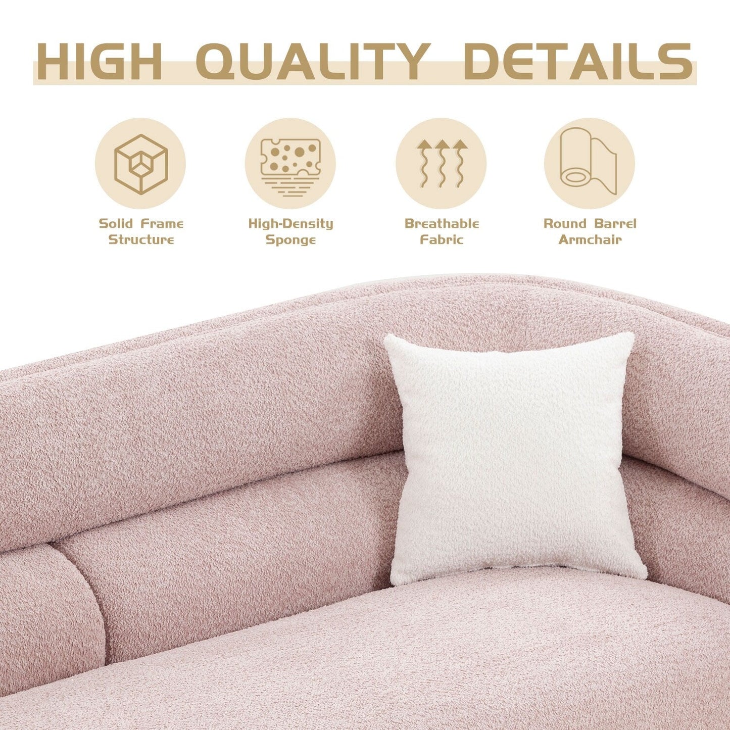 Modern Contemporary 91 Upholstered Curved Sofa With 2 Pillows for Living Room
