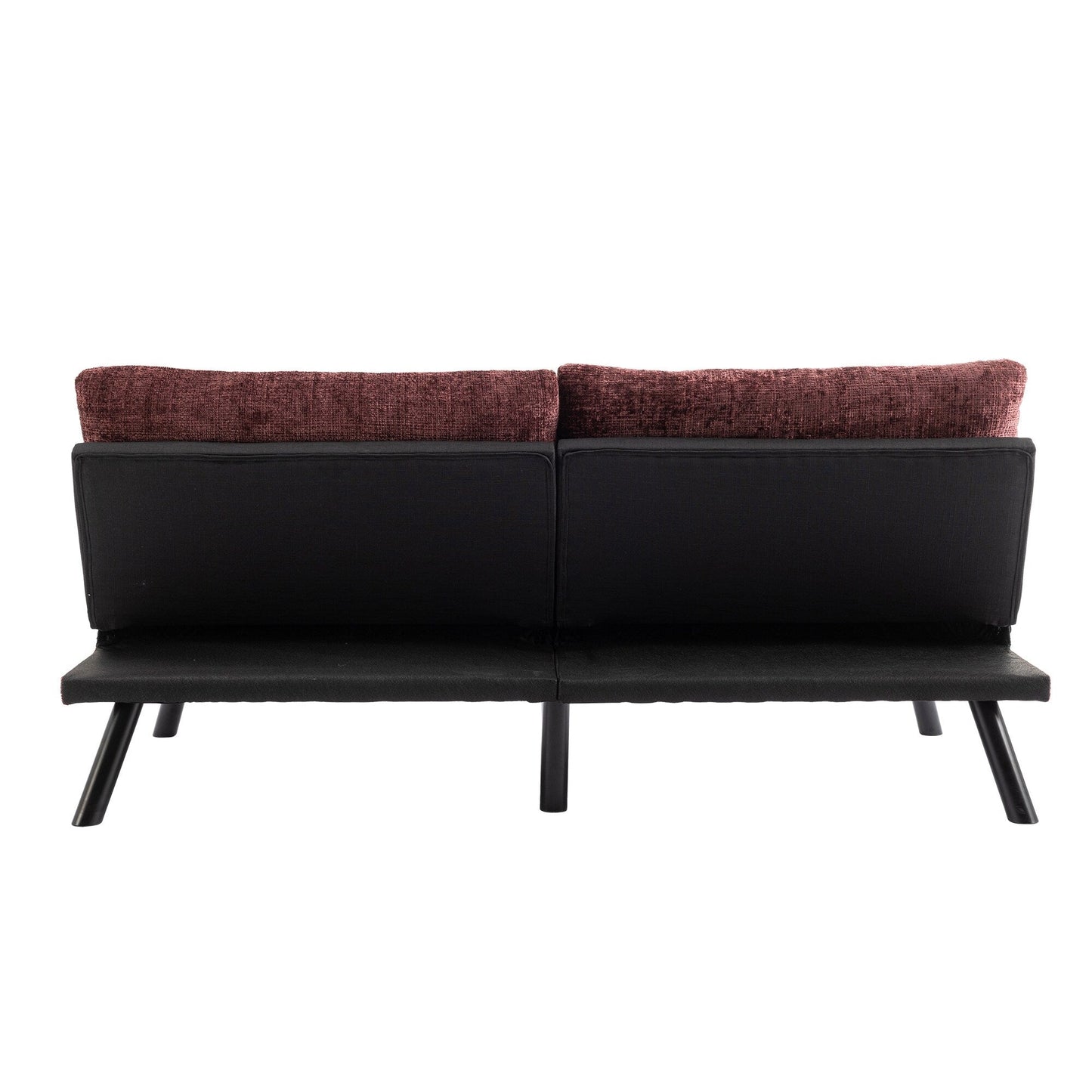 Weinrotes 75,6 Chenille-Schlafsofa, umwandelbar, mit Metallbeinen, für das Wohnzimmer