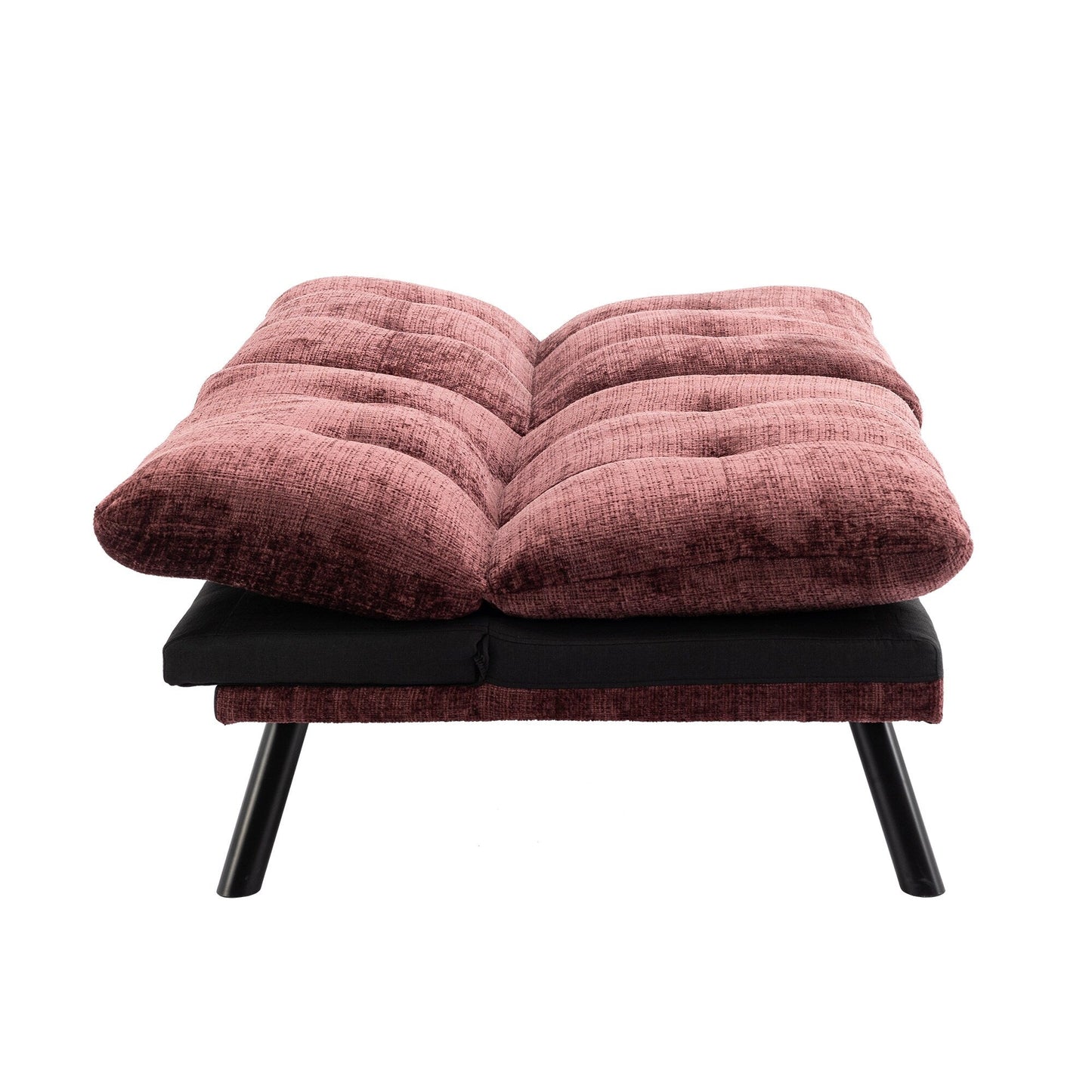 Weinrotes 75,6 Chenille-Schlafsofa, umwandelbar, mit Metallbeinen, für das Wohnzimmer