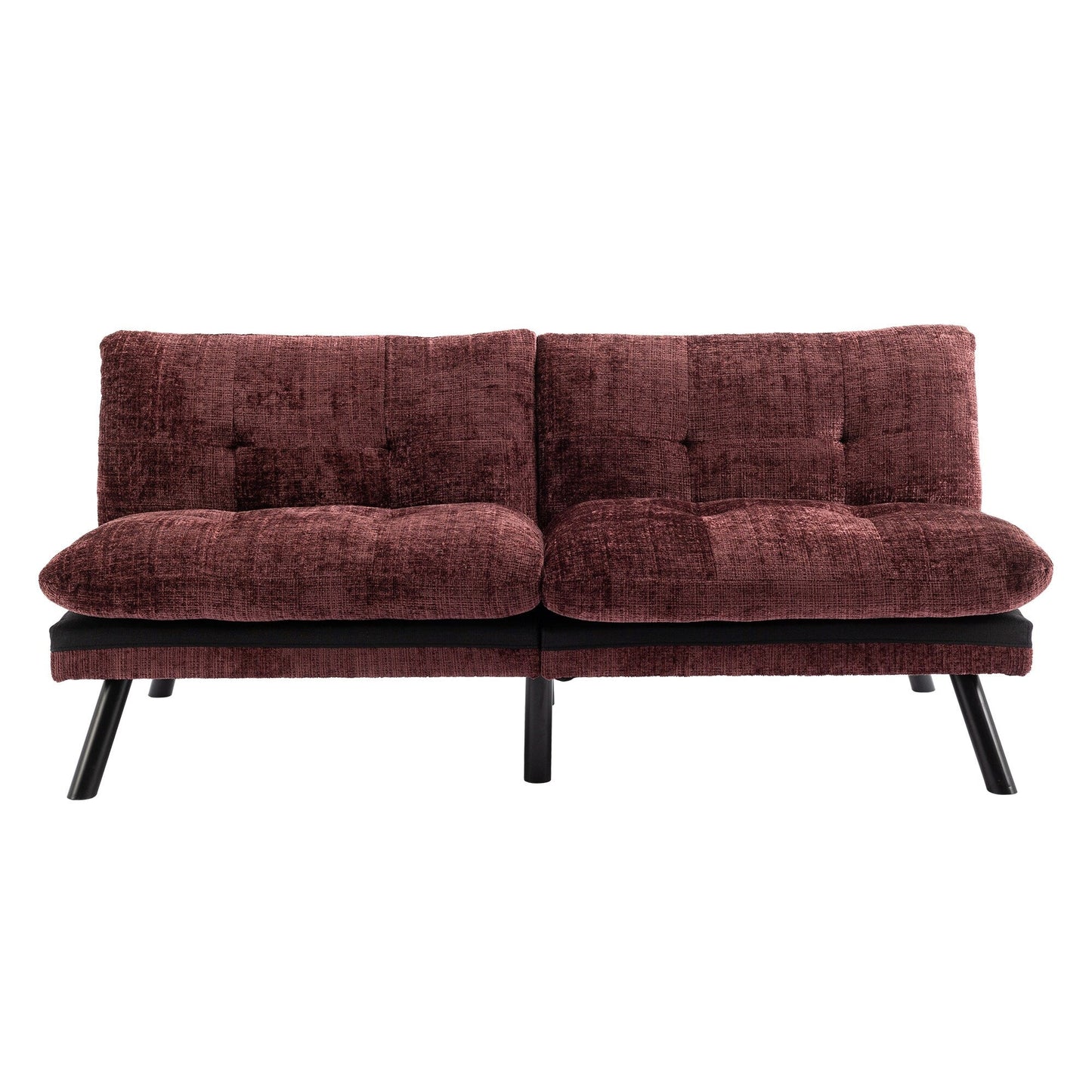 Weinrotes 75,6 Chenille-Schlafsofa, umwandelbar, mit Metallbeinen, für das Wohnzimmer