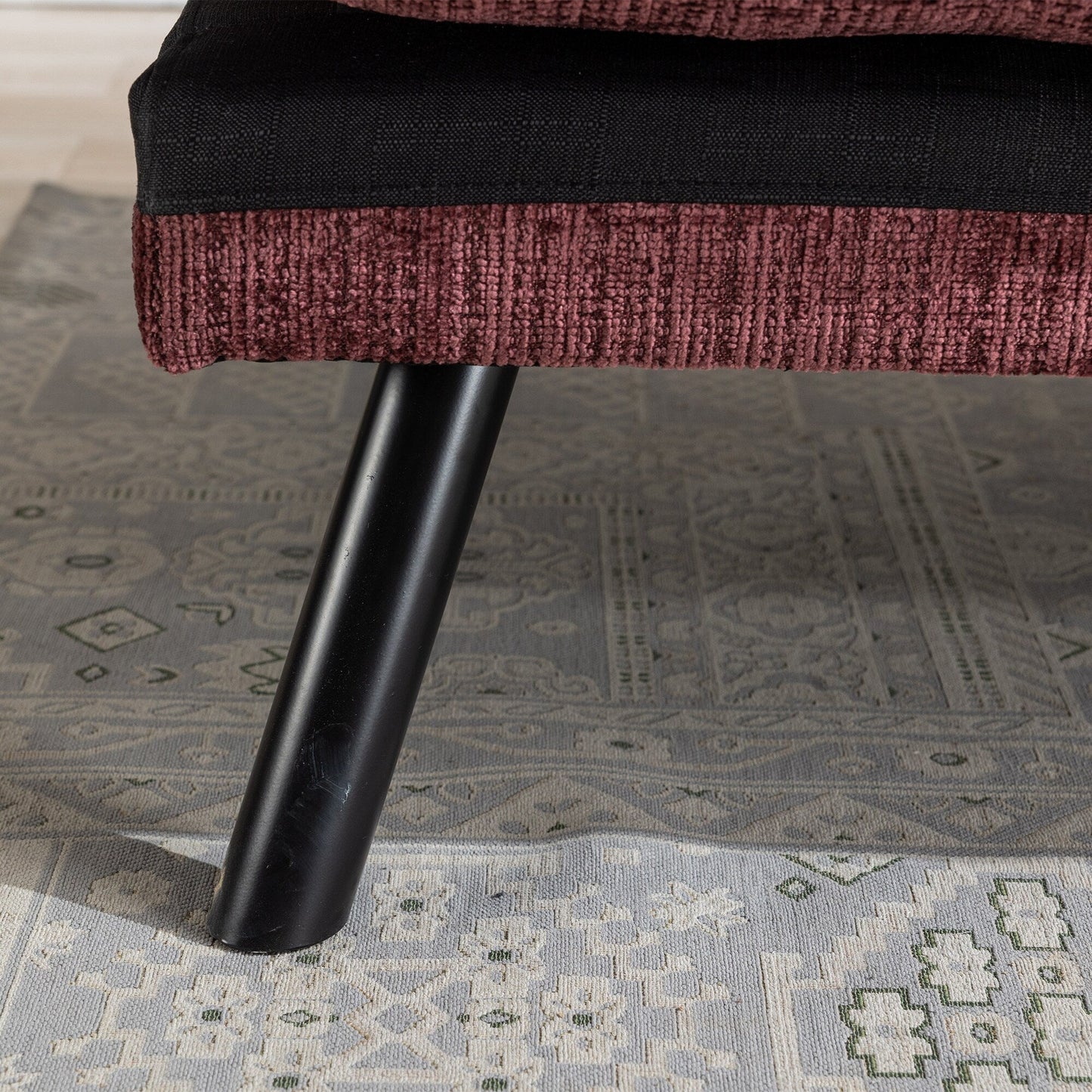 Wine Red Chenille Convertible Loveseat Futon Sofa Bed