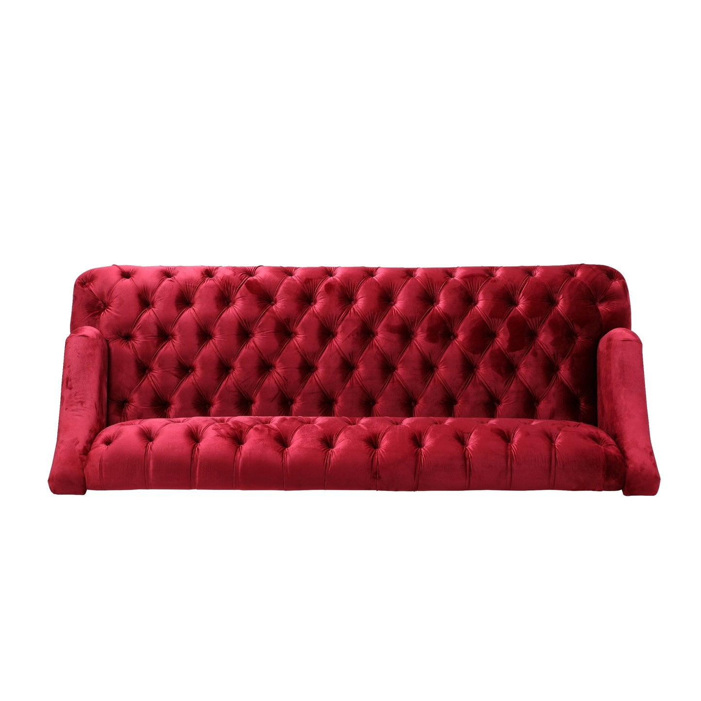 Wine Red Modern 73.25 Button Tufted 3-seater Sofa with Birch Wood Legs for Living Room