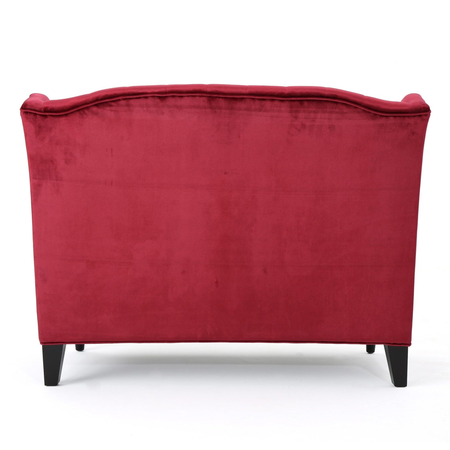 Wine Red Velvet Button Tufted High Wingback Loveseat Sofa