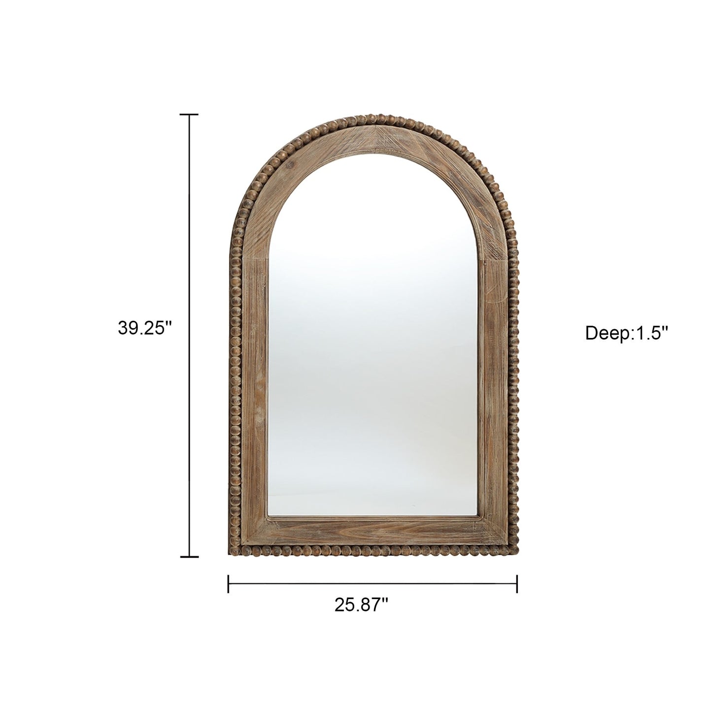 Wandspiegel mit Bogenfenster und Holzrahmen, Badezimmer-Wandspiegel – 39,25 H x 25,87 B x 1,5 T