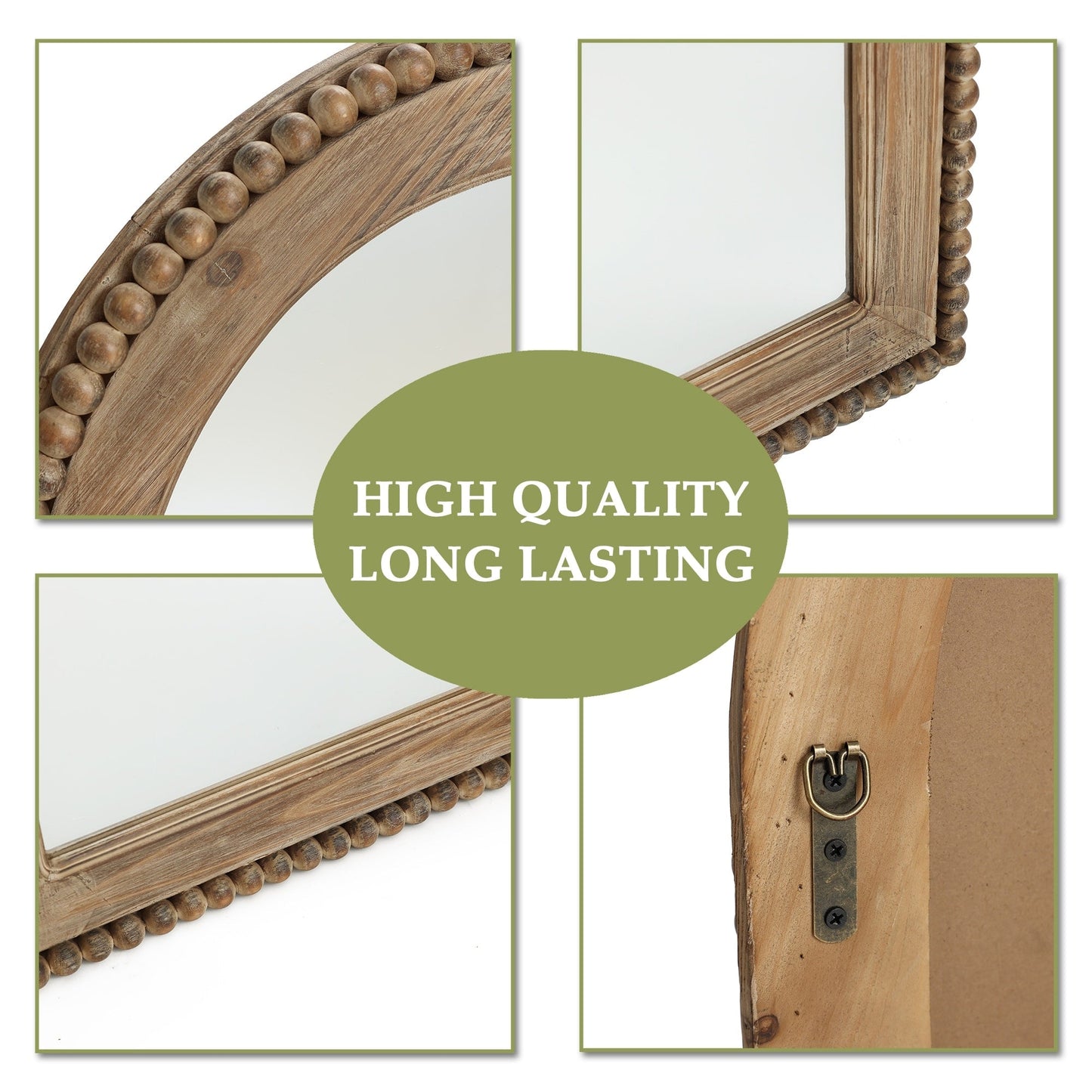 Wandspiegel mit Bogenfenster und Holzrahmen, Badezimmer-Wandspiegel – 39,25 H x 25,87 B x 1,5 T