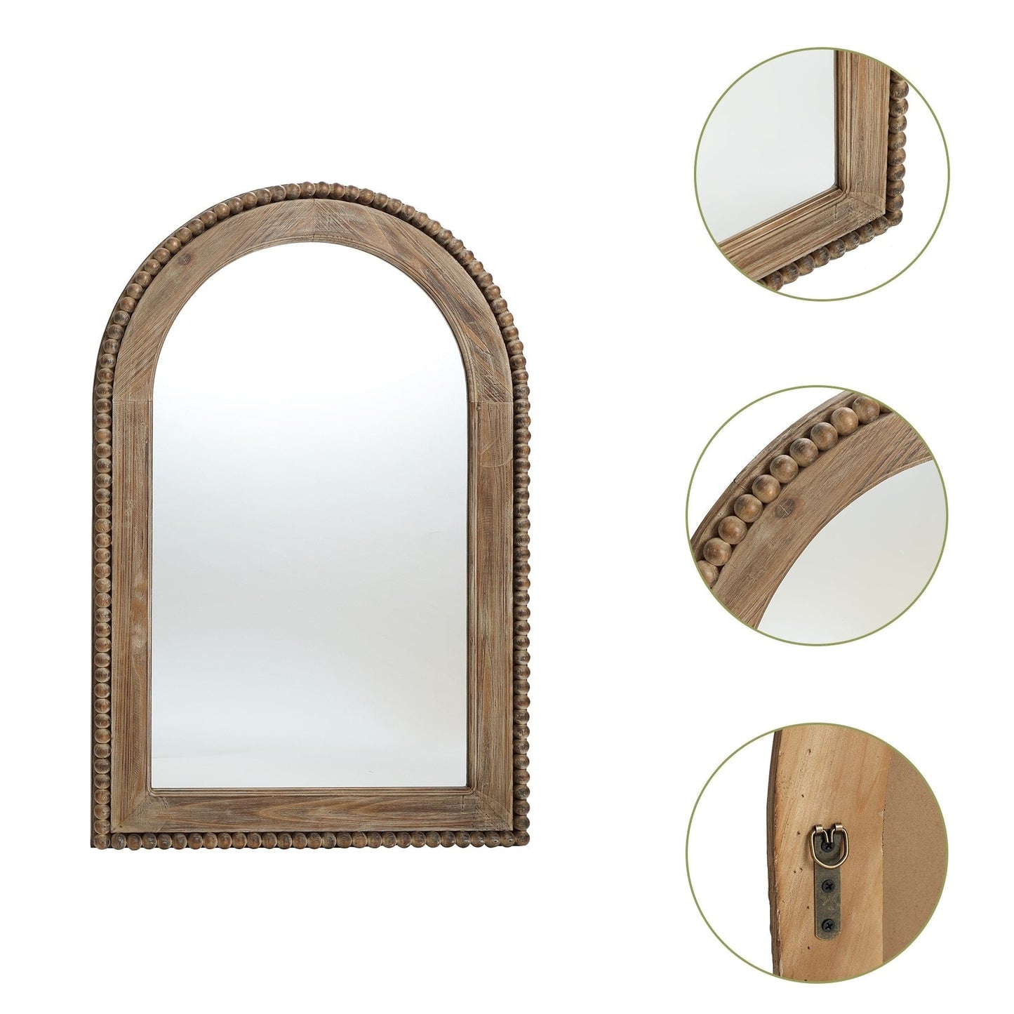Wandspiegel mit Bogenfenster und Holzrahmen, Badezimmer-Wandspiegel – 39,25 H x 25,87 B x 1,5 T