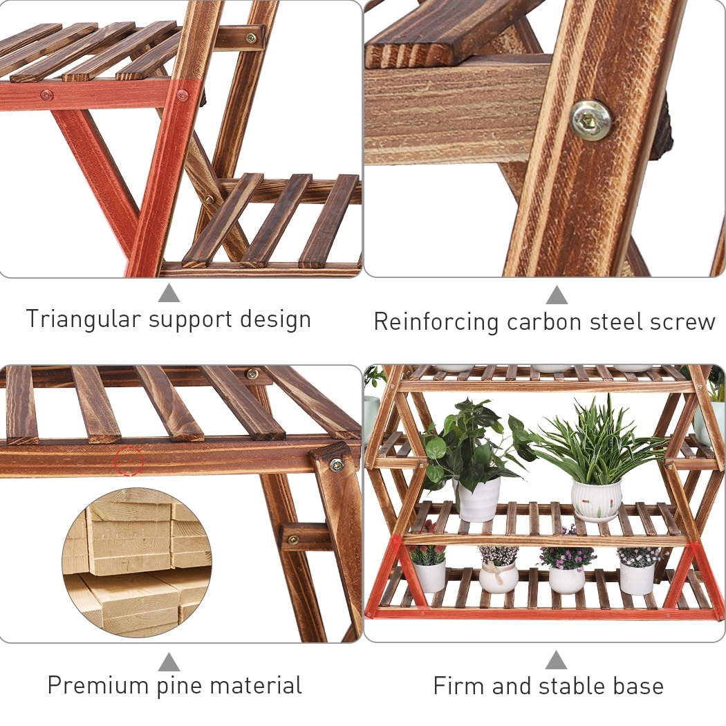 Holz Großer Garten Pflanzenständer Indoor Outdoor Leiter Pflanzgefäß Regal Regale