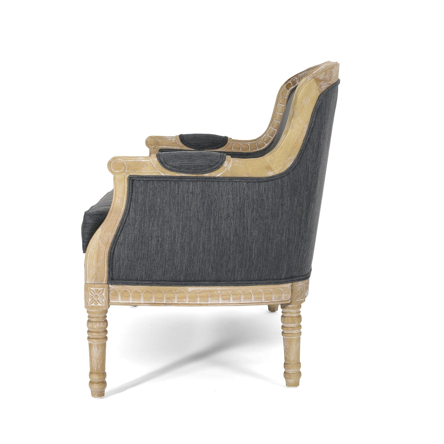Wood Loveseat Sofa with Rubber Wood Frame