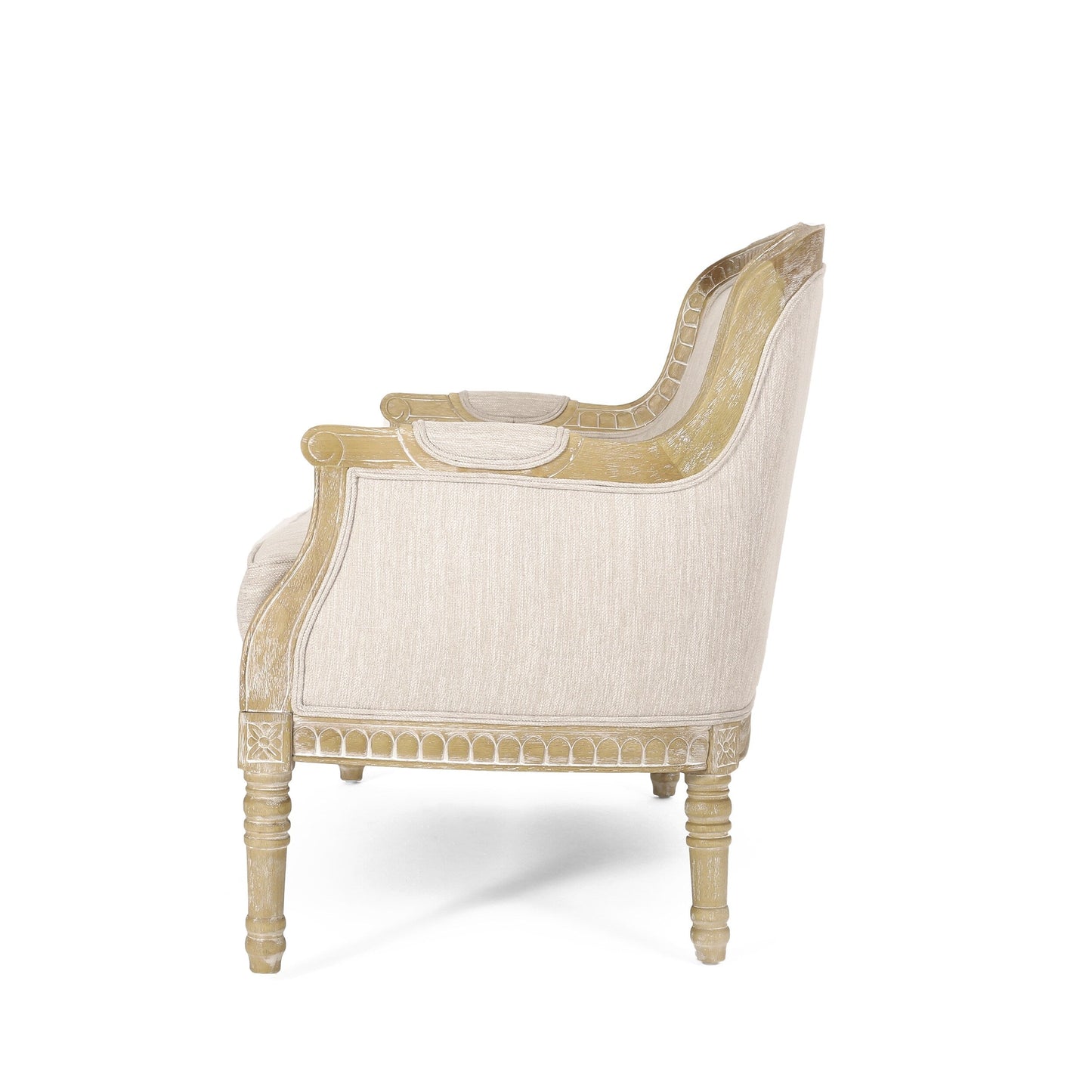 Wood Loveseat Sofa with Rubber Wood Frame