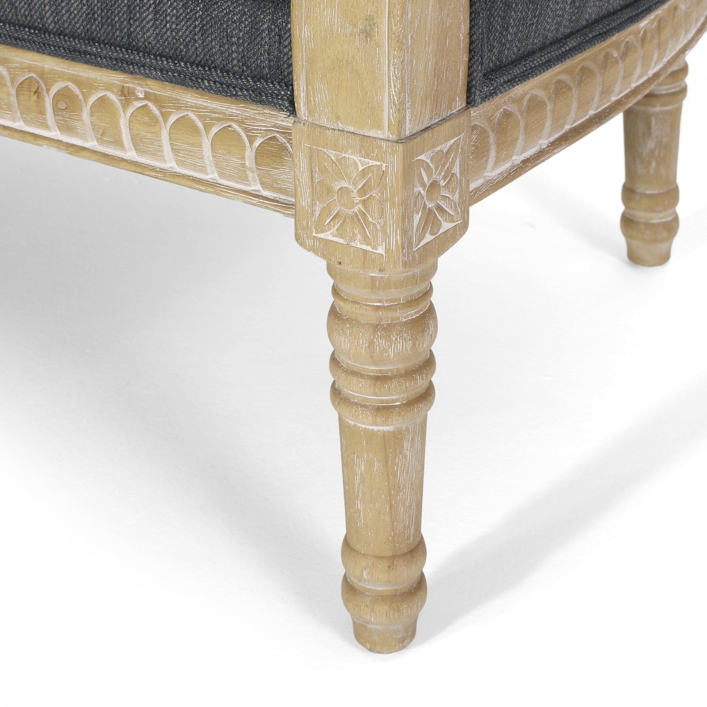 Wood Loveseat Sofa with Rubber Wood Frame
