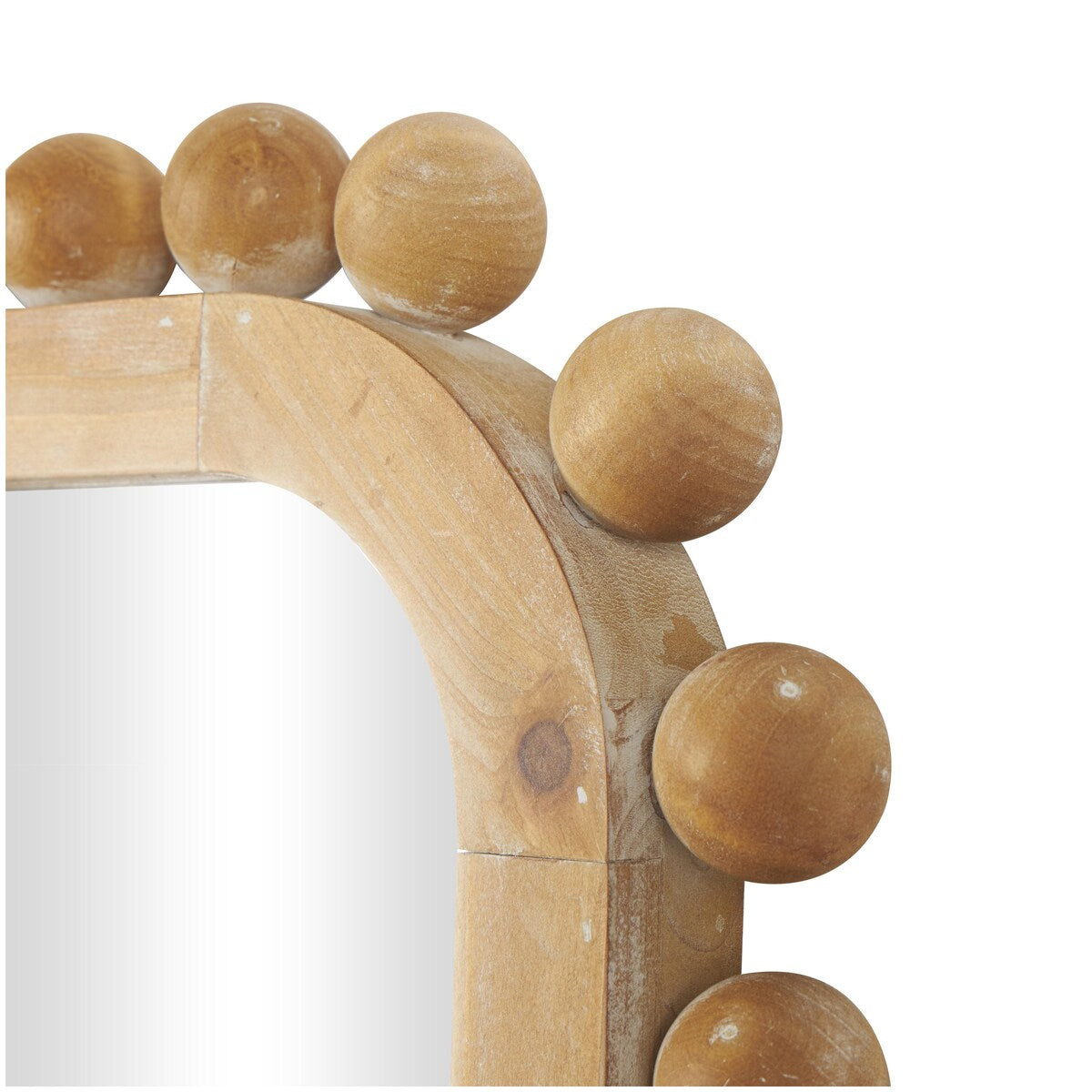Wandspiegel aus Holz mit Perlenrahmen – Braun – Roche River Decor