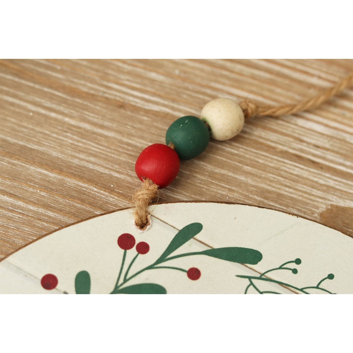 Rundes Wandschild aus Holz und Metall, „Frohe Weihnachten“