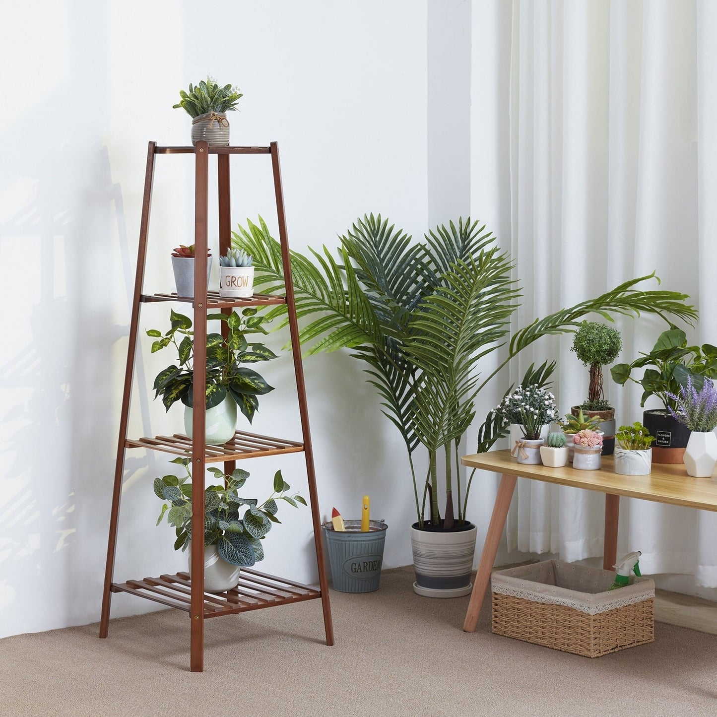 Holz Blumenständer Pflanzenrahmen Balkon Mehrstöckige Topfregale