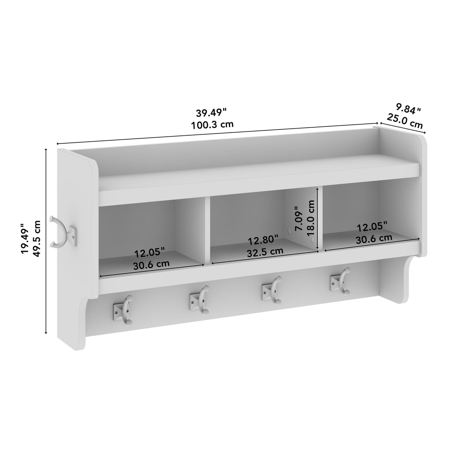 Woodland 40W Wandgarderobe mit Ablage von Bush Furniture