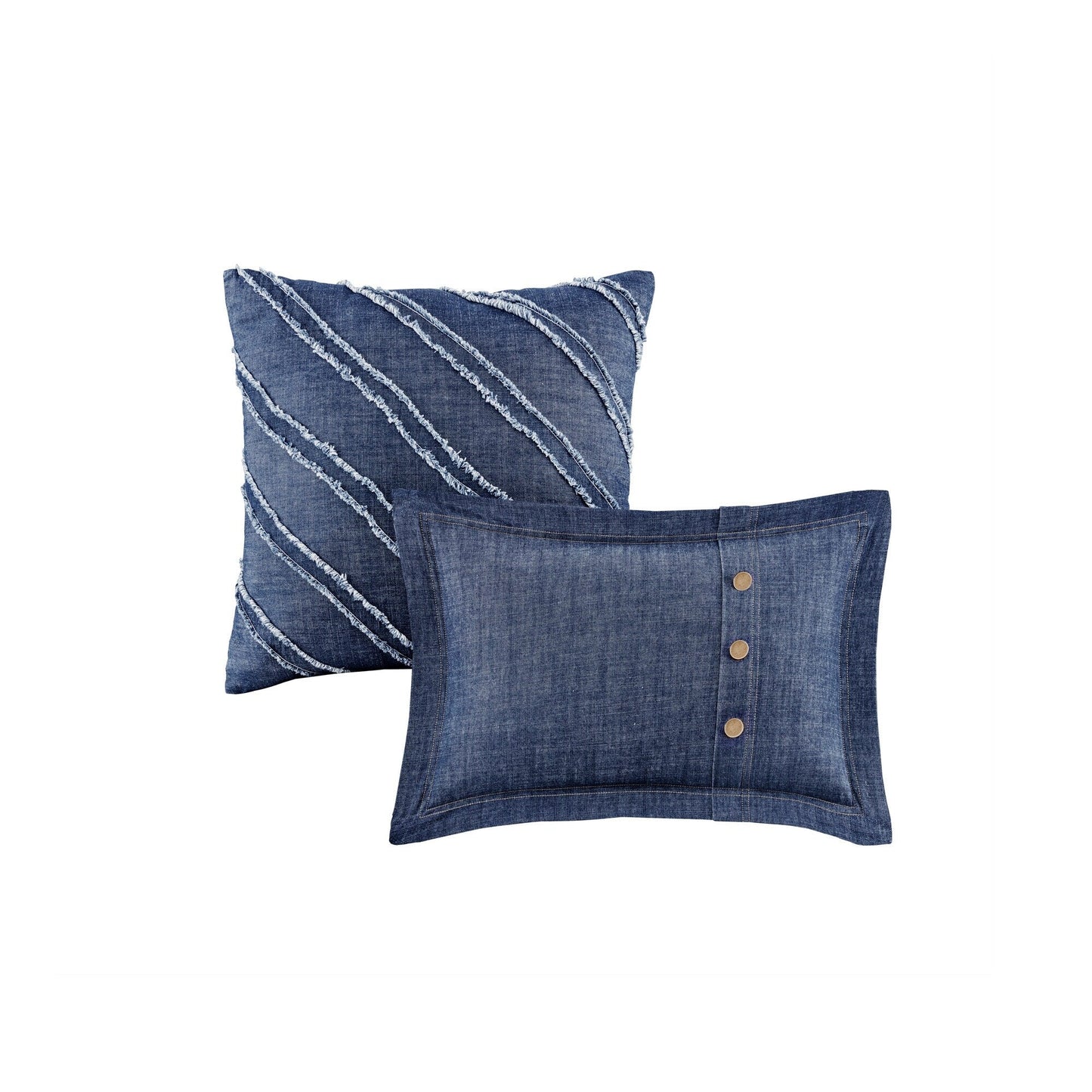 Woolrich Perry Blue Übergroßes und überfülltes Denim-Bettdeckenset