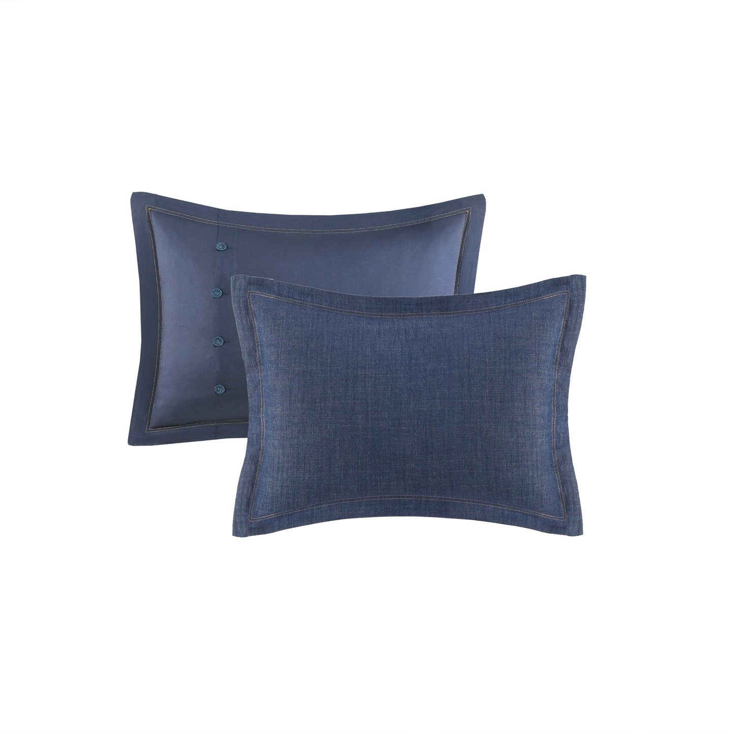 Woolrich Perry Blue Übergroßes und überfülltes Denim-Bettdeckenset