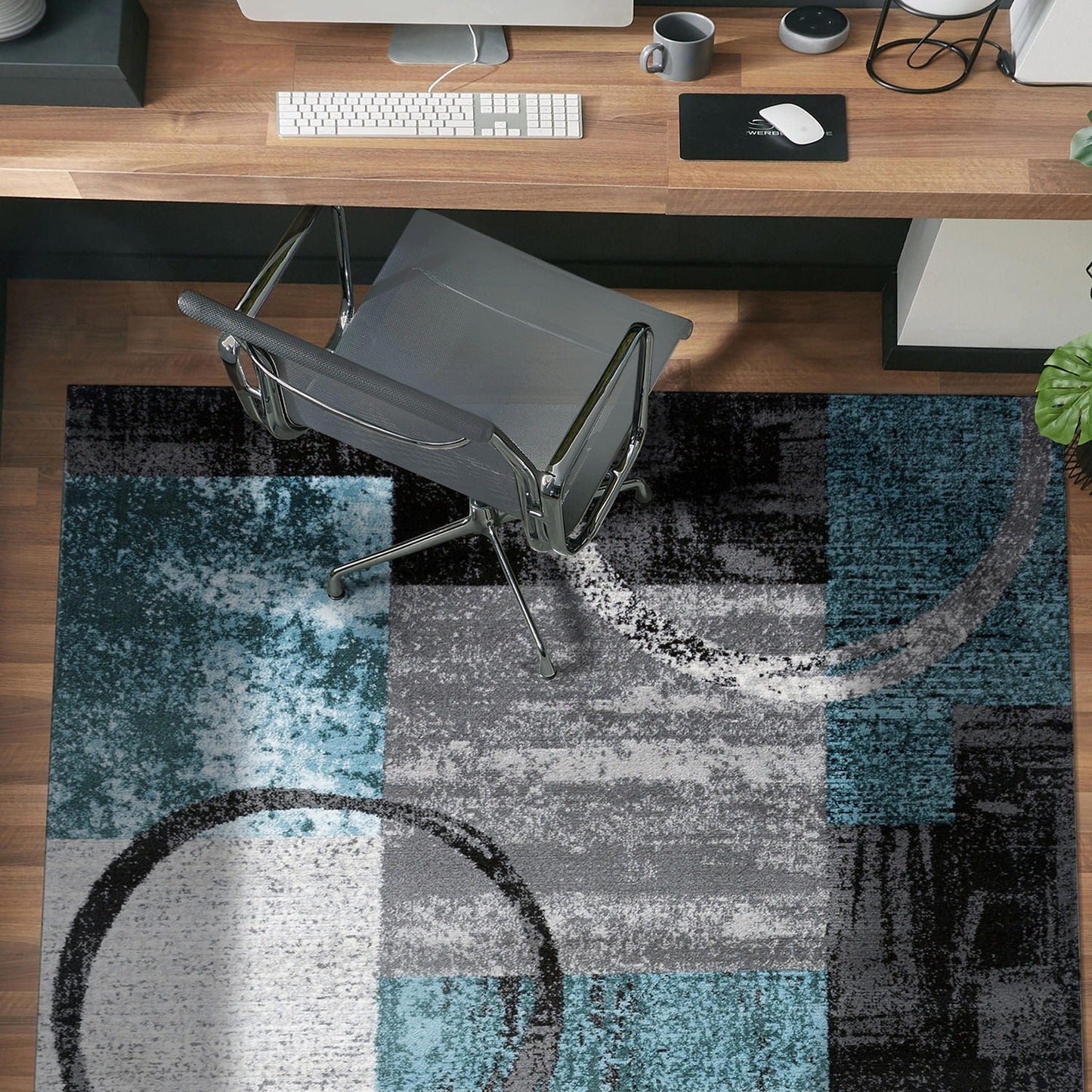 World Rug Gallery Abstract Polypropylene Machine-Made Circle Area Rug