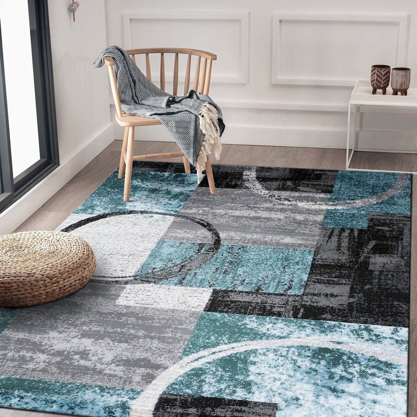 World Rug Gallery Abstract Polypropylene Machine-Made Circle Area Rug