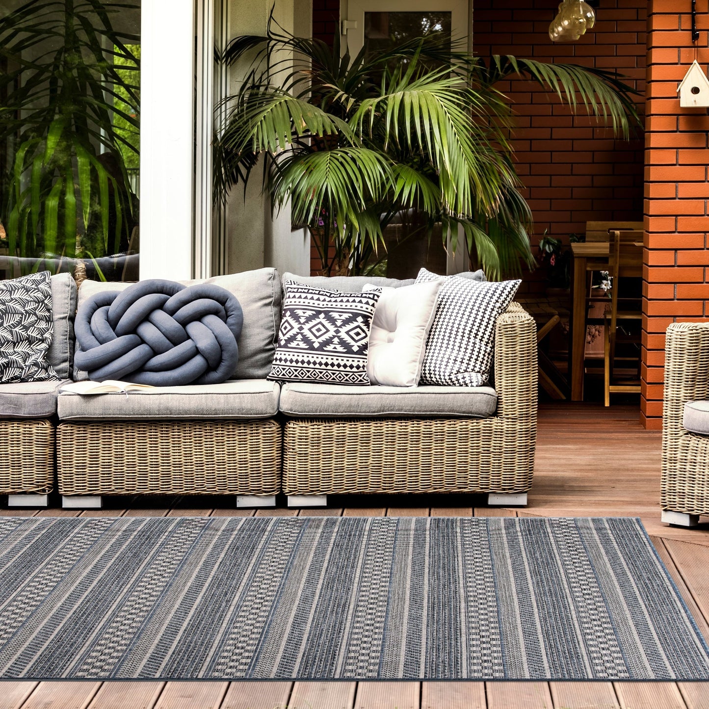 World Rug Gallery Bohemian Geometric Stripe Indoor/Outdoor-Teppich