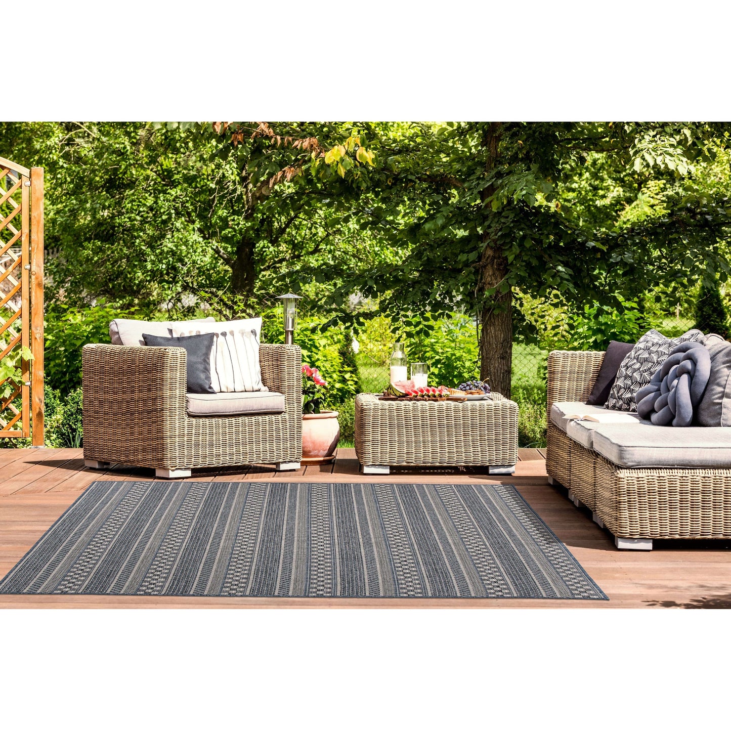 World Rug Gallery Bohemian Geometric Stripe Indoor/Outdoor-Teppich