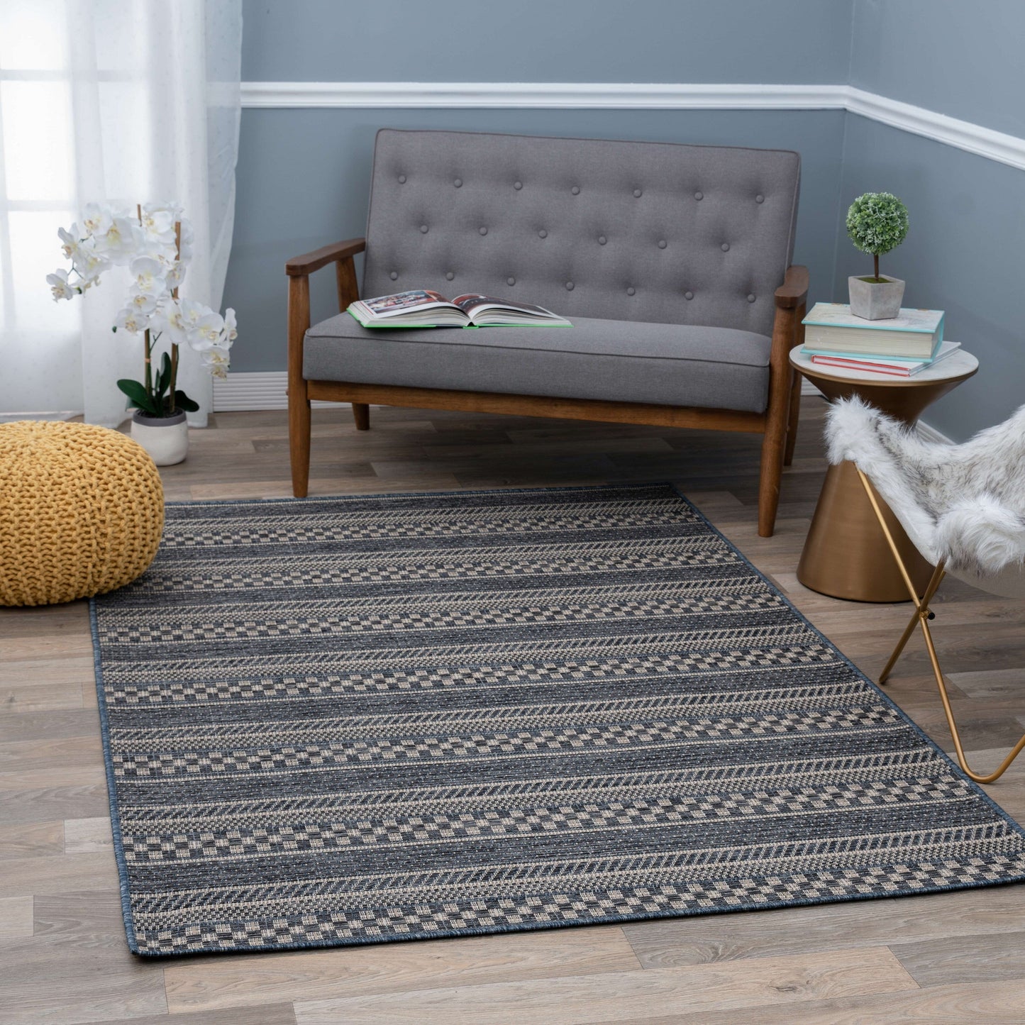 World Rug Gallery Bohemian Geometric Stripe Indoor/Outdoor-Teppich