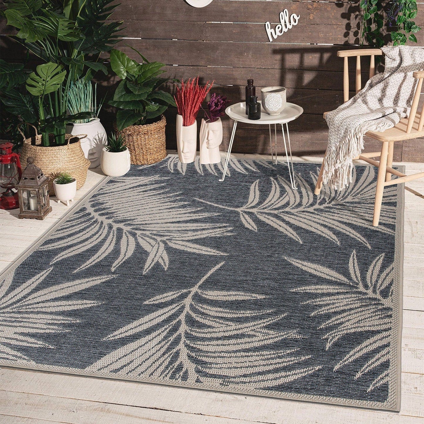World Rug Gallery – Moderner Teppich für drinnen und draußen mit Blumenmuster