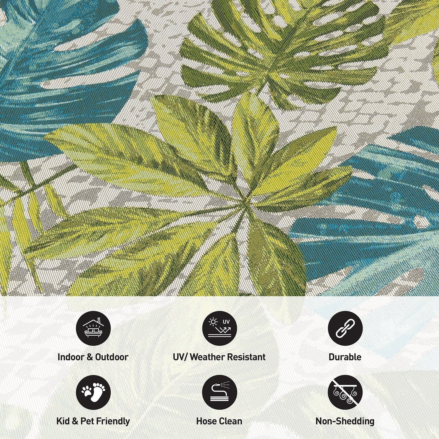 World Rug Gallery – Moderner Teppich für drinnen und draußen mit tropischem Blumenmuster