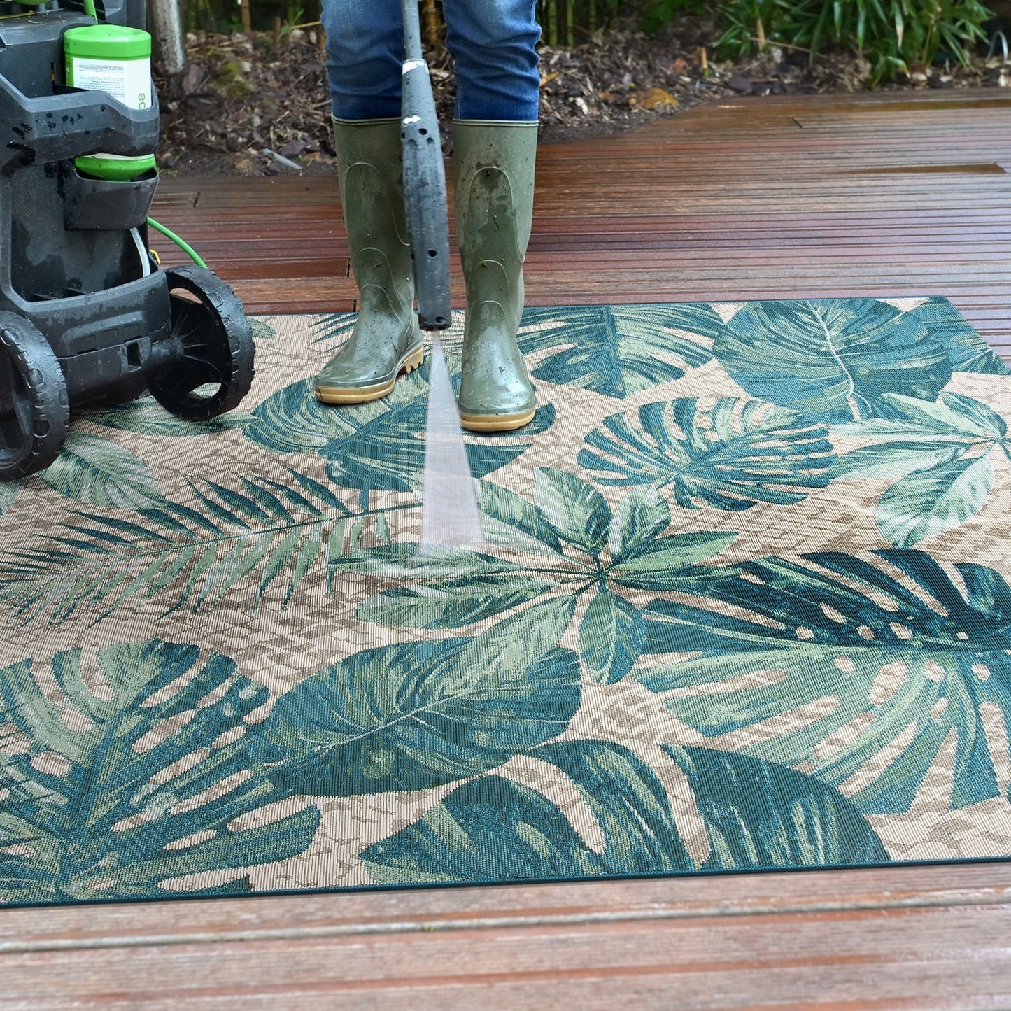 World Rug Gallery – Moderner Teppich für drinnen und draußen mit tropischem Blumenmuster