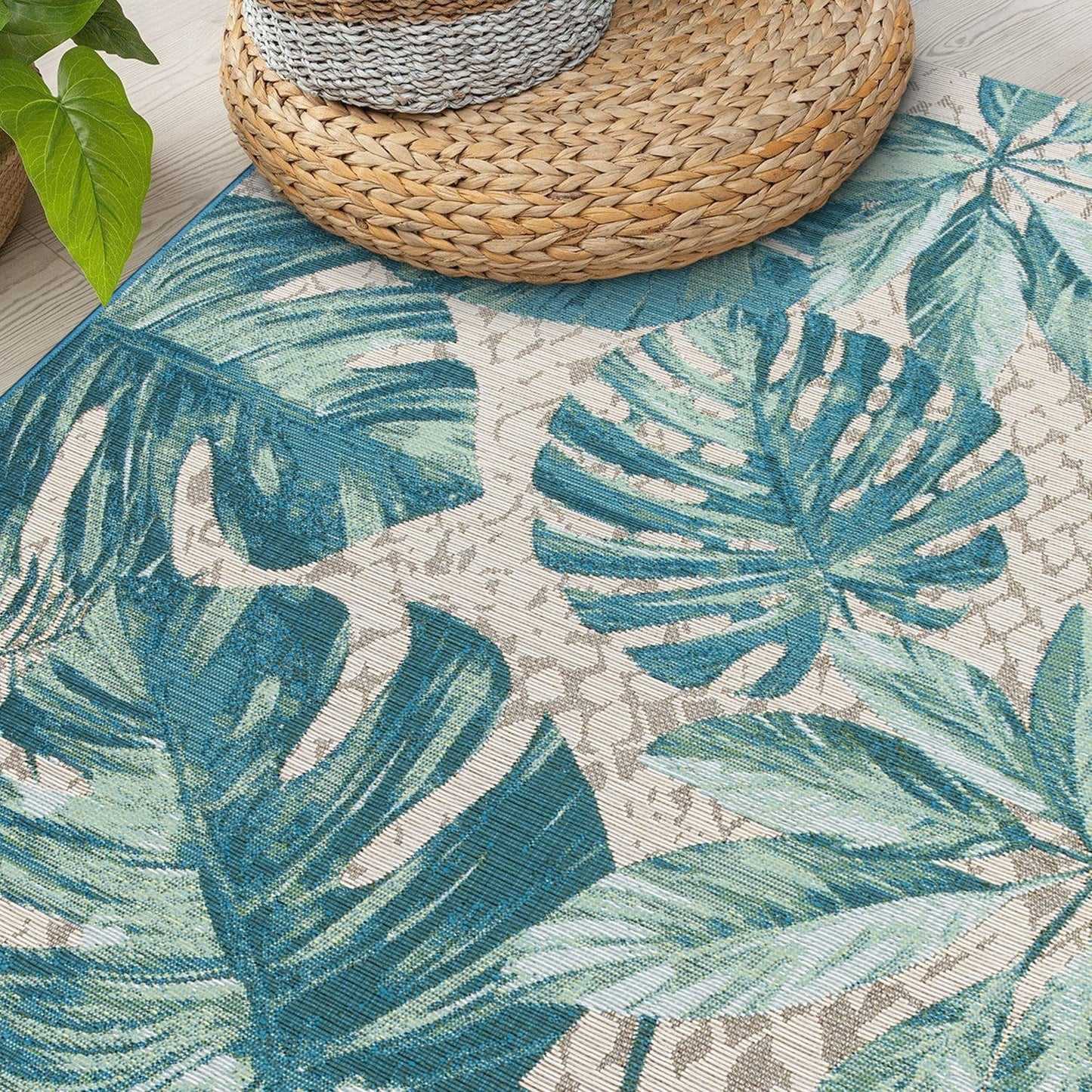 World Rug Gallery – Moderner Teppich für drinnen und draußen mit tropischem Blumenmuster