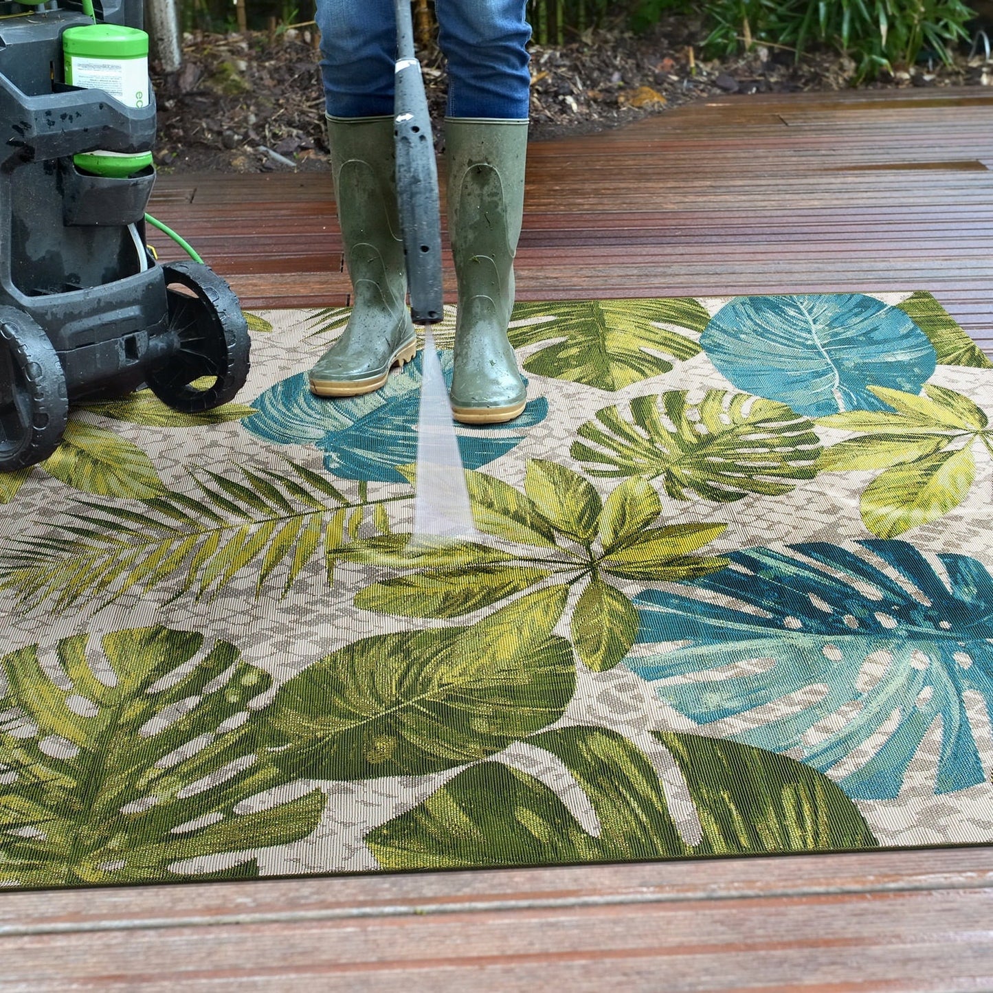 World Rug Gallery – Moderner Teppich für drinnen und draußen mit tropischem Blumenmuster