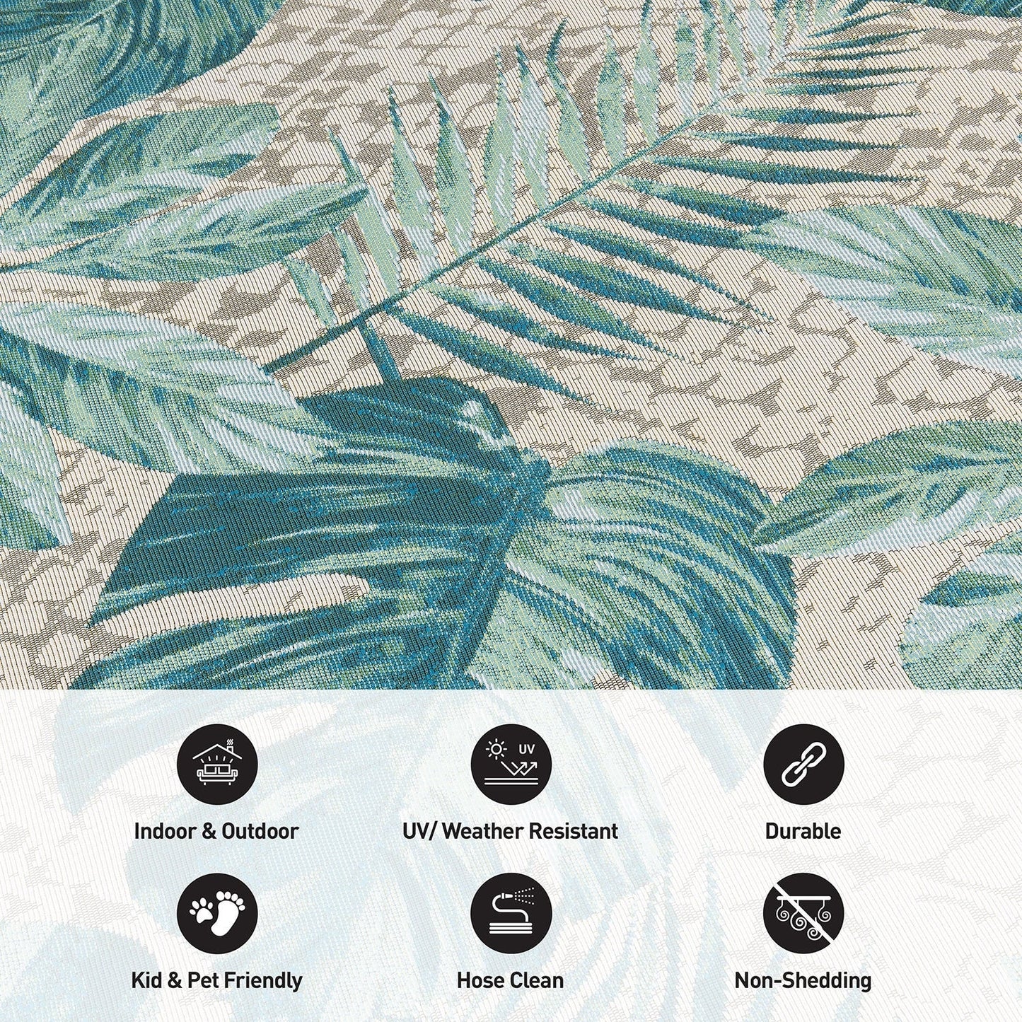 World Rug Gallery – Moderner Teppich für drinnen und draußen mit tropischem Blumenmuster