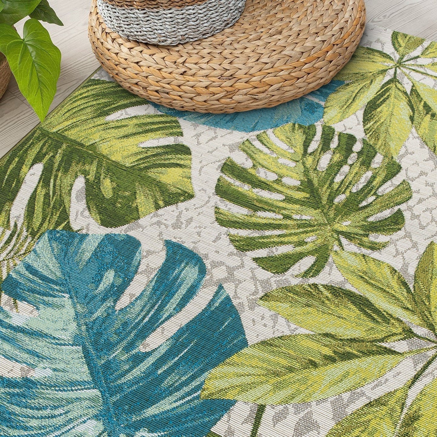 World Rug Gallery – Moderner Teppich für drinnen und draußen mit tropischem Blumenmuster