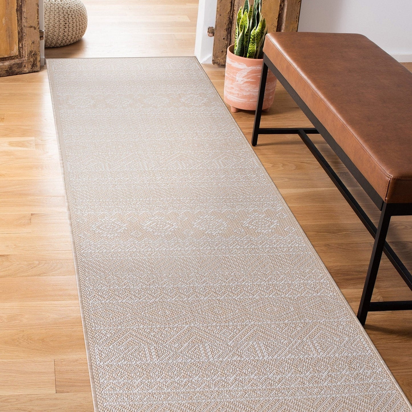 World Rug Gallery Distressed Geometric Bohemian Textured Flat Weave Indoor/Outdoor Area Rug