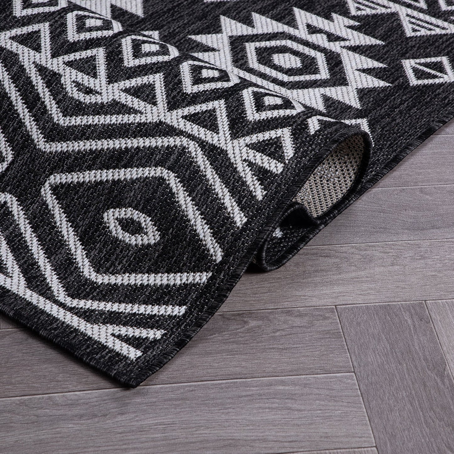 World Rug Gallery Distressed Geometric Bohemian Textured Flat Weave Indoor/Outdoor Area Rug