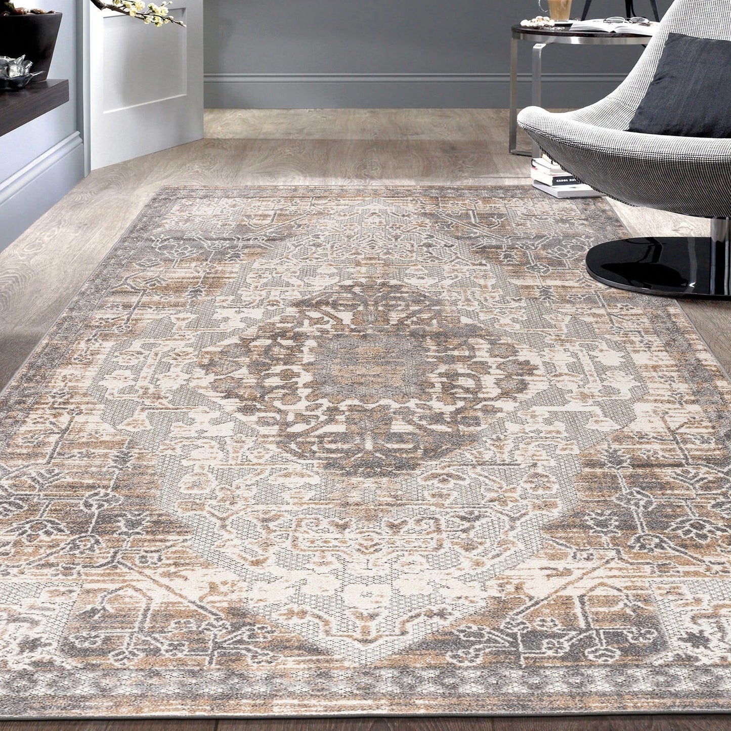 World Rug Gallery Traditioneller Teppich für drinnen und draußen im Used-Look